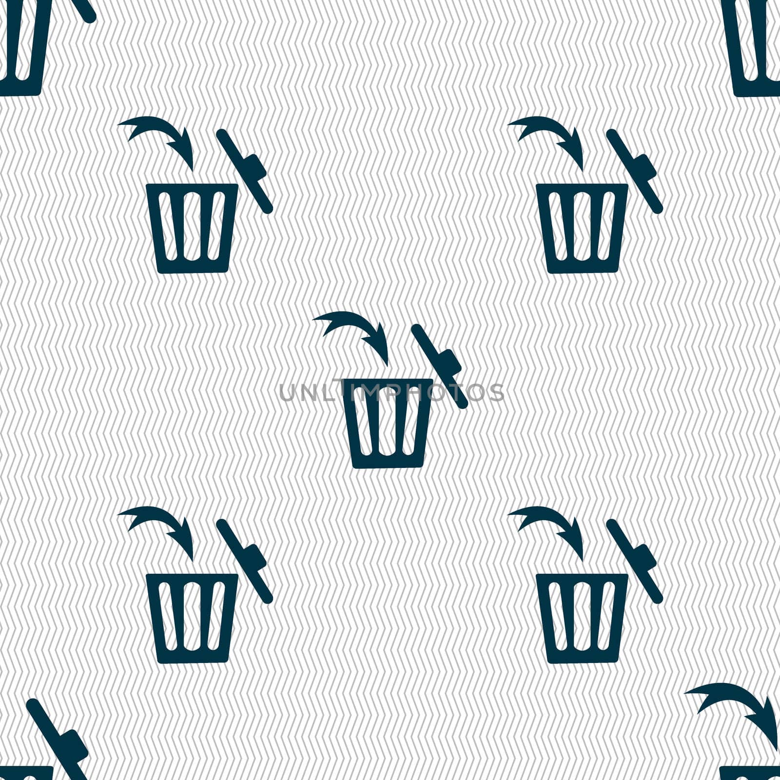 Recycle bin sign icon. Seamless abstract background with geometric shapes. illustration