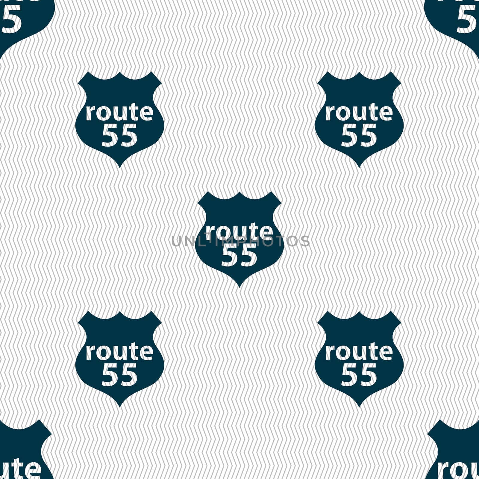 Route 55 highway icon sign. Seamless abstract background with geometric shapes.  by serhii_lohvyniuk