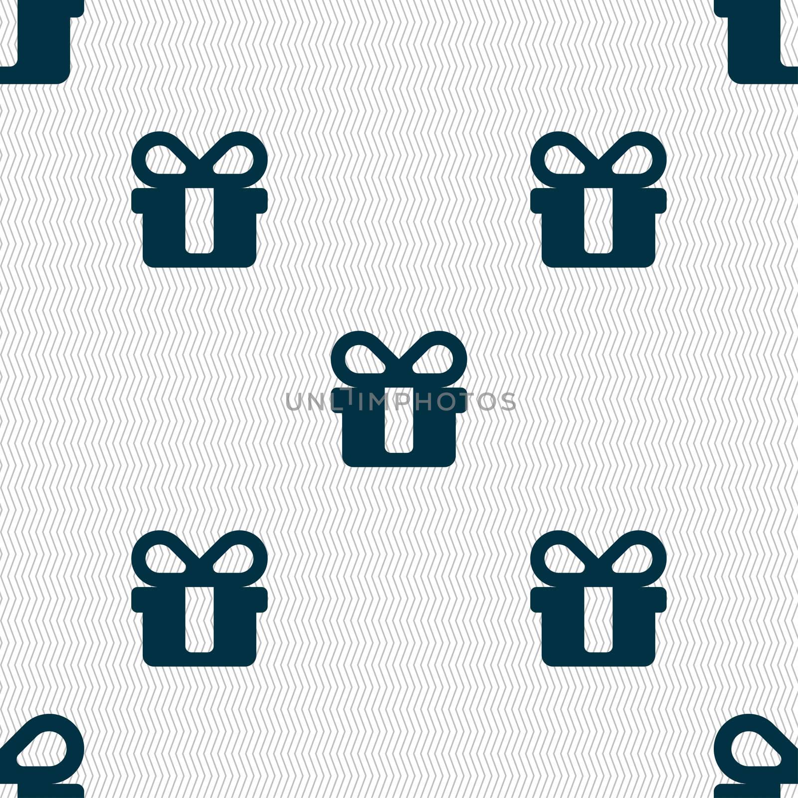 gift icon sign. Seamless pattern with geometric texture. illustration