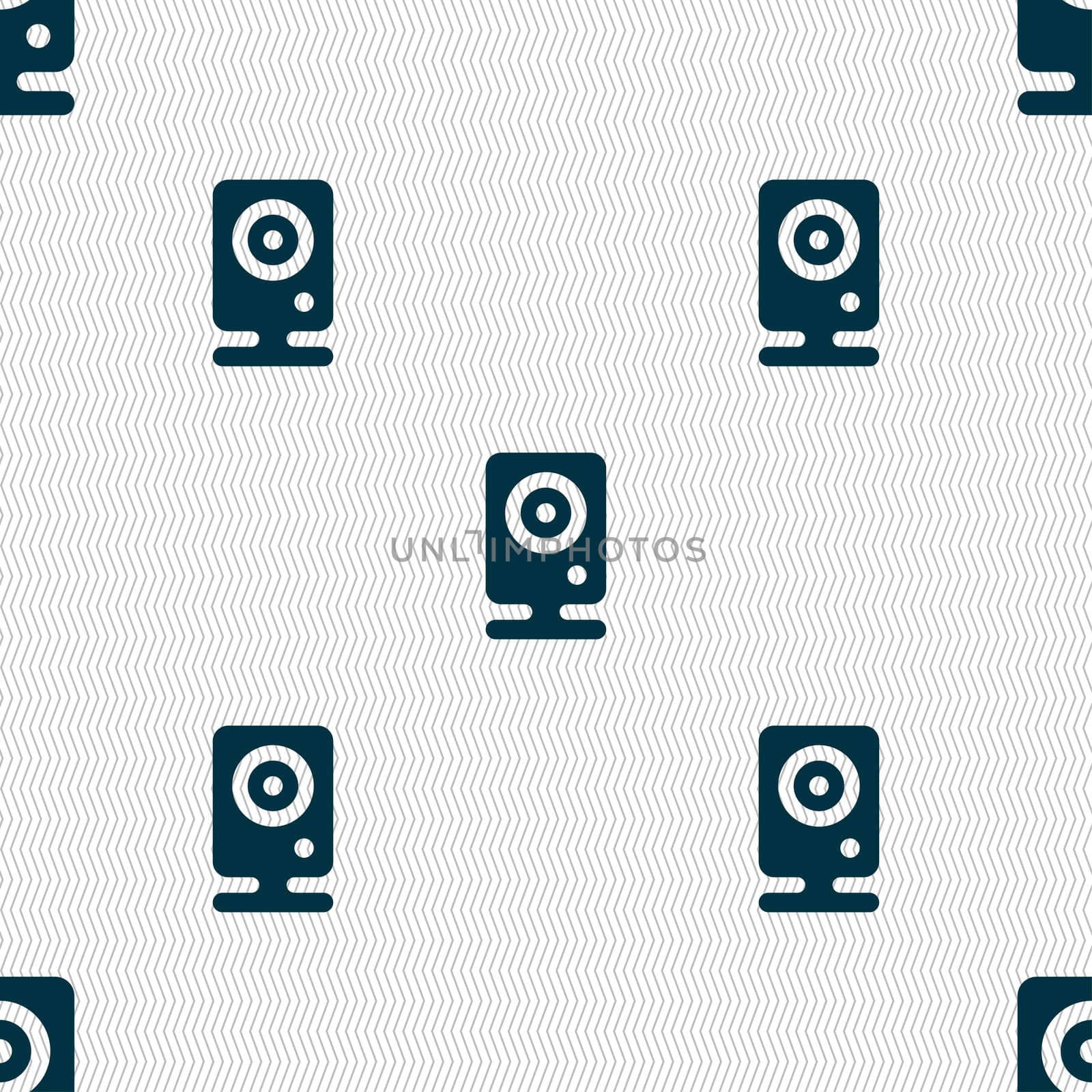 Web cam icon sign. Seamless pattern with geometric texture. illustration