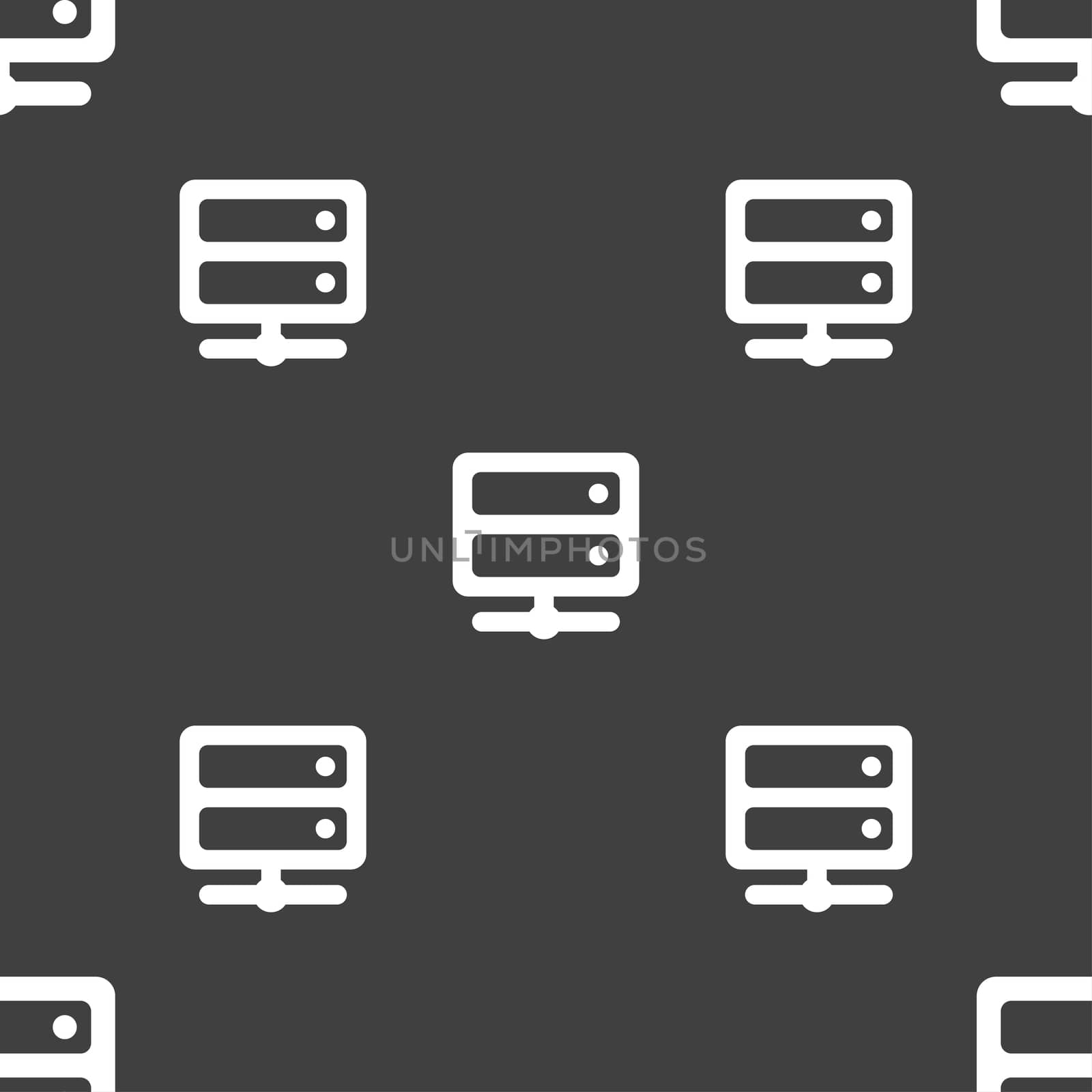 Server icon sign. Seamless pattern on a gray background. illustration