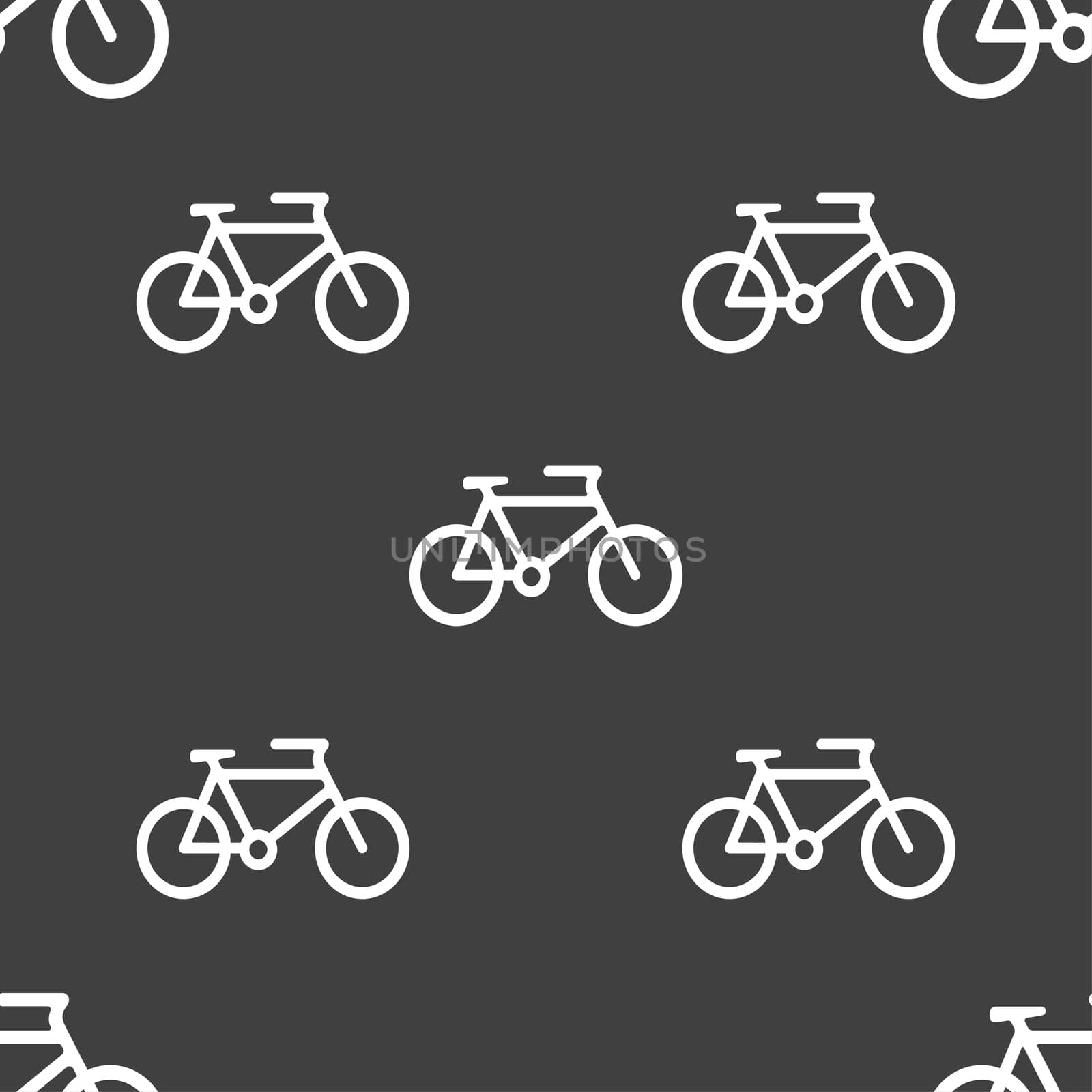 bike icon sign. Seamless pattern on a gray background.  by serhii_lohvyniuk