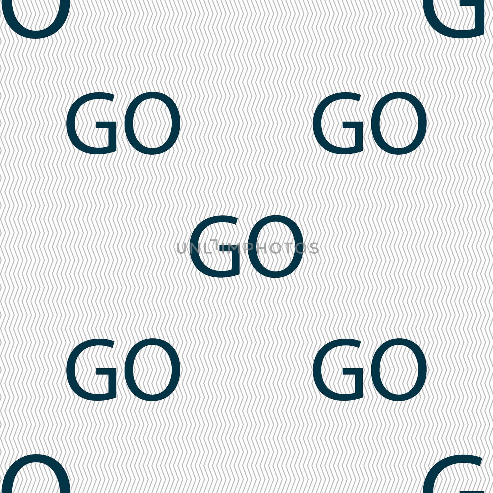 GO sign icon. Seamless abstract background with geometric shapes. illustration