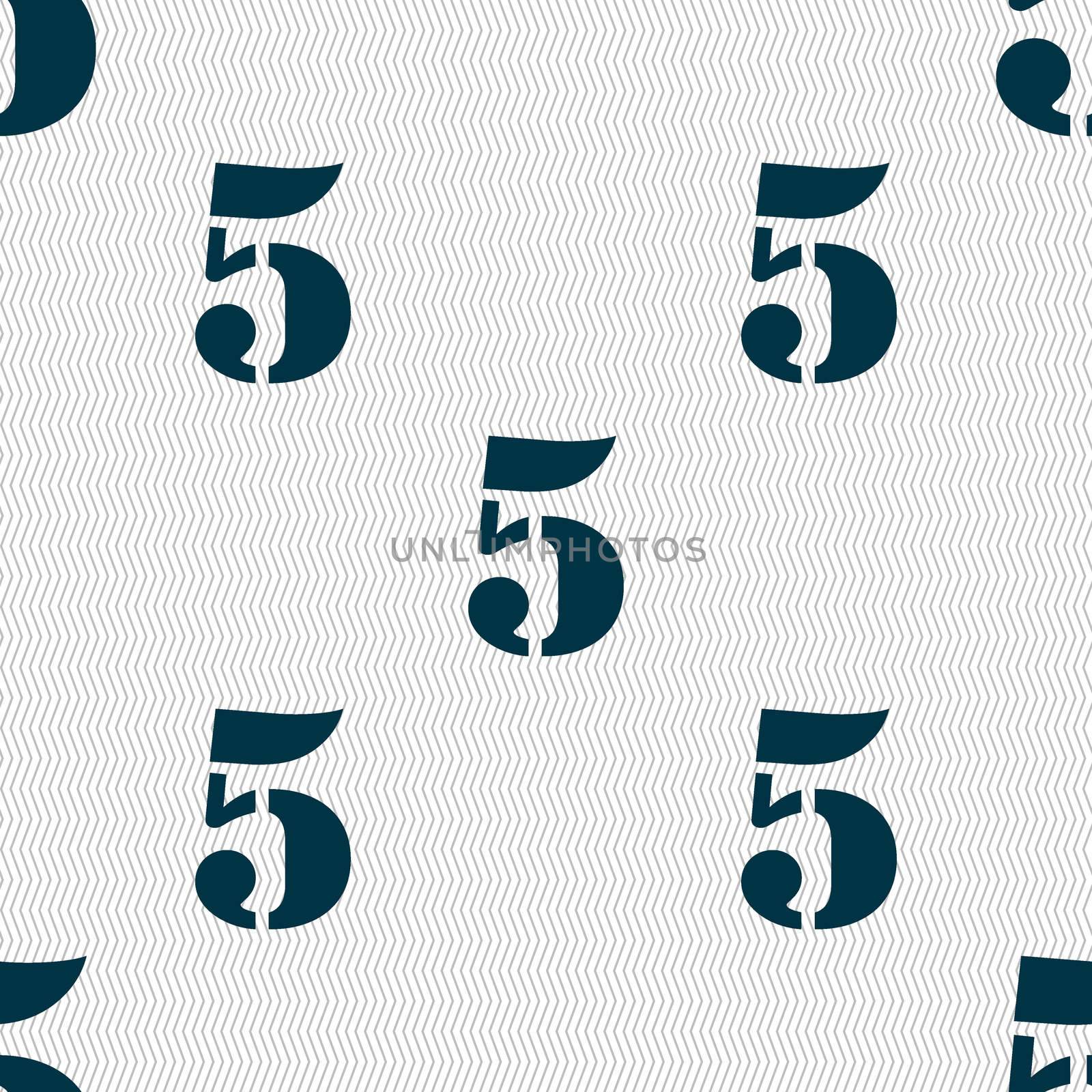 number five icon sign. Seamless abstract background with geometric shapes.  by serhii_lohvyniuk