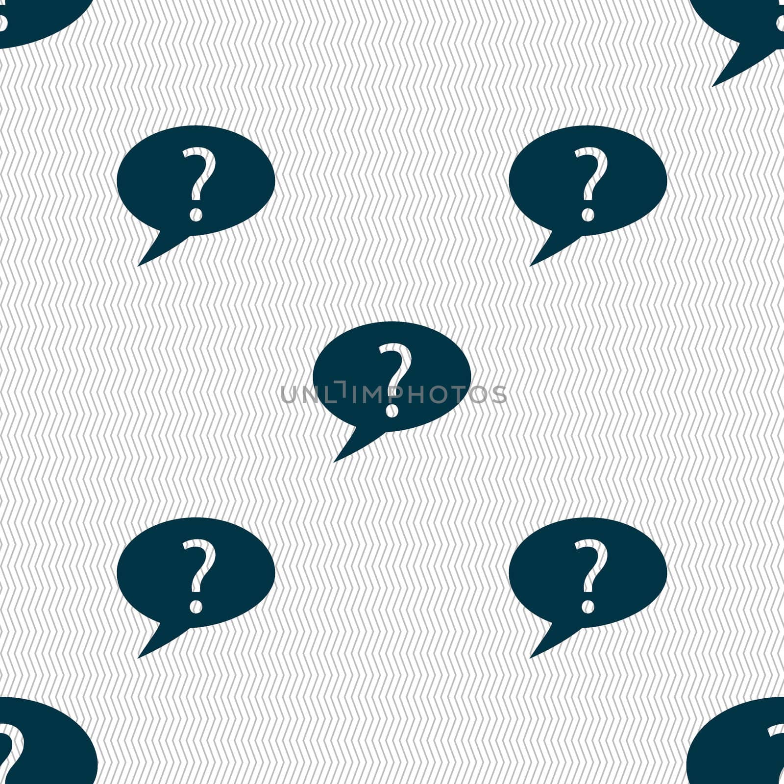 Question mark sign icon. Help speech bubble symbol. FAQ sign. Seamless abstract background with geometric shapes.  by serhii_lohvyniuk