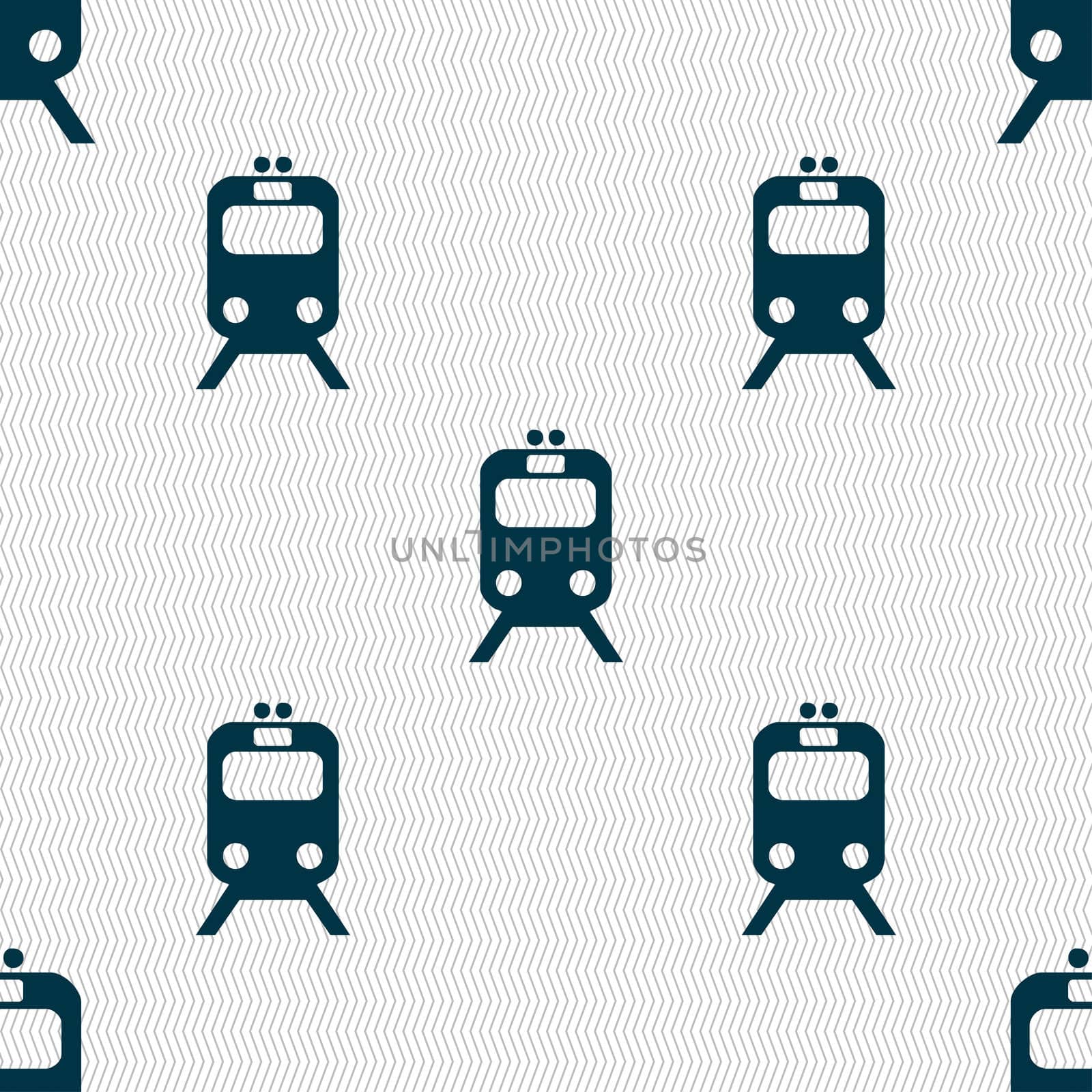 train icon sign. Seamless pattern with geometric texture.  by serhii_lohvyniuk