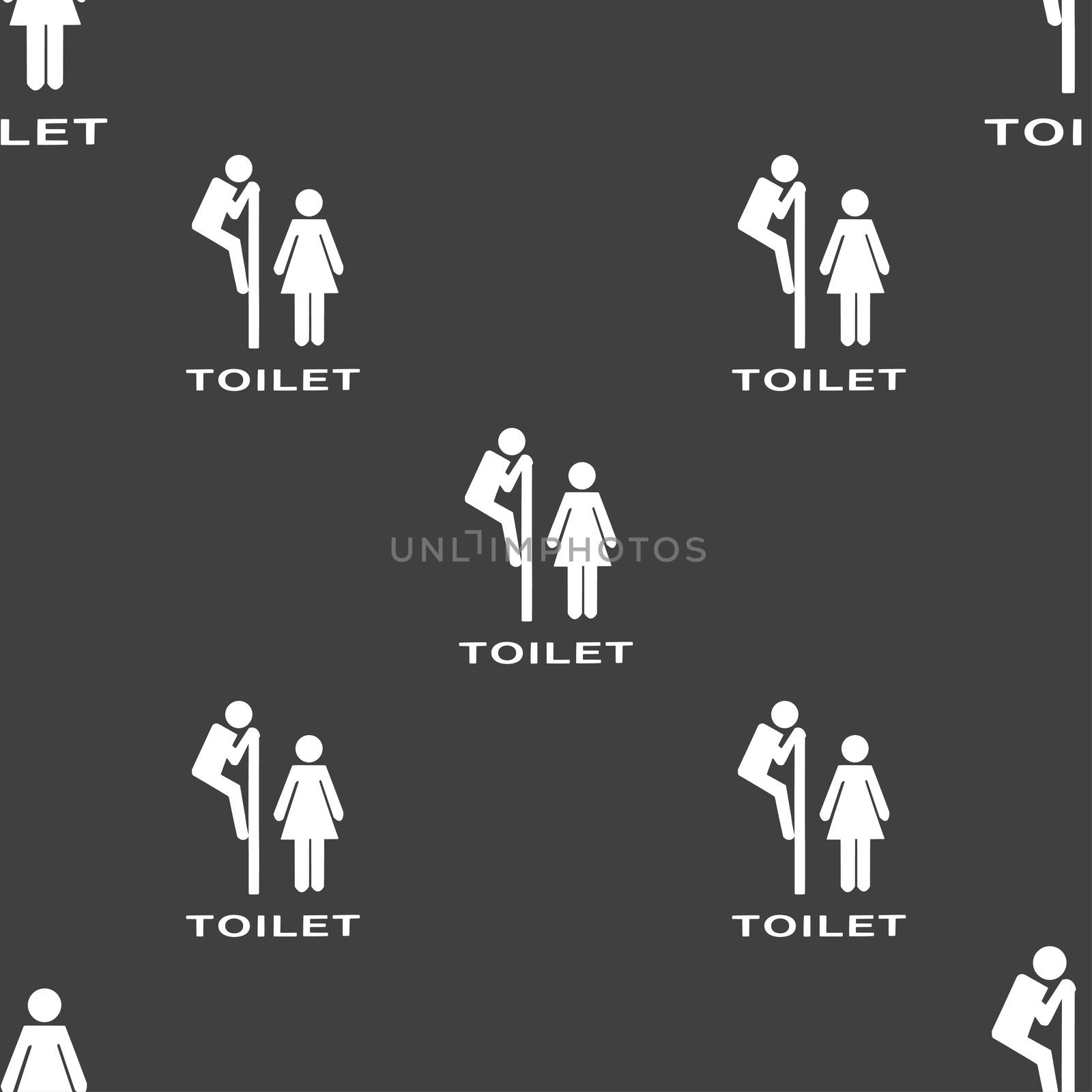 toilet icon sign. Seamless pattern on a gray background. illustration