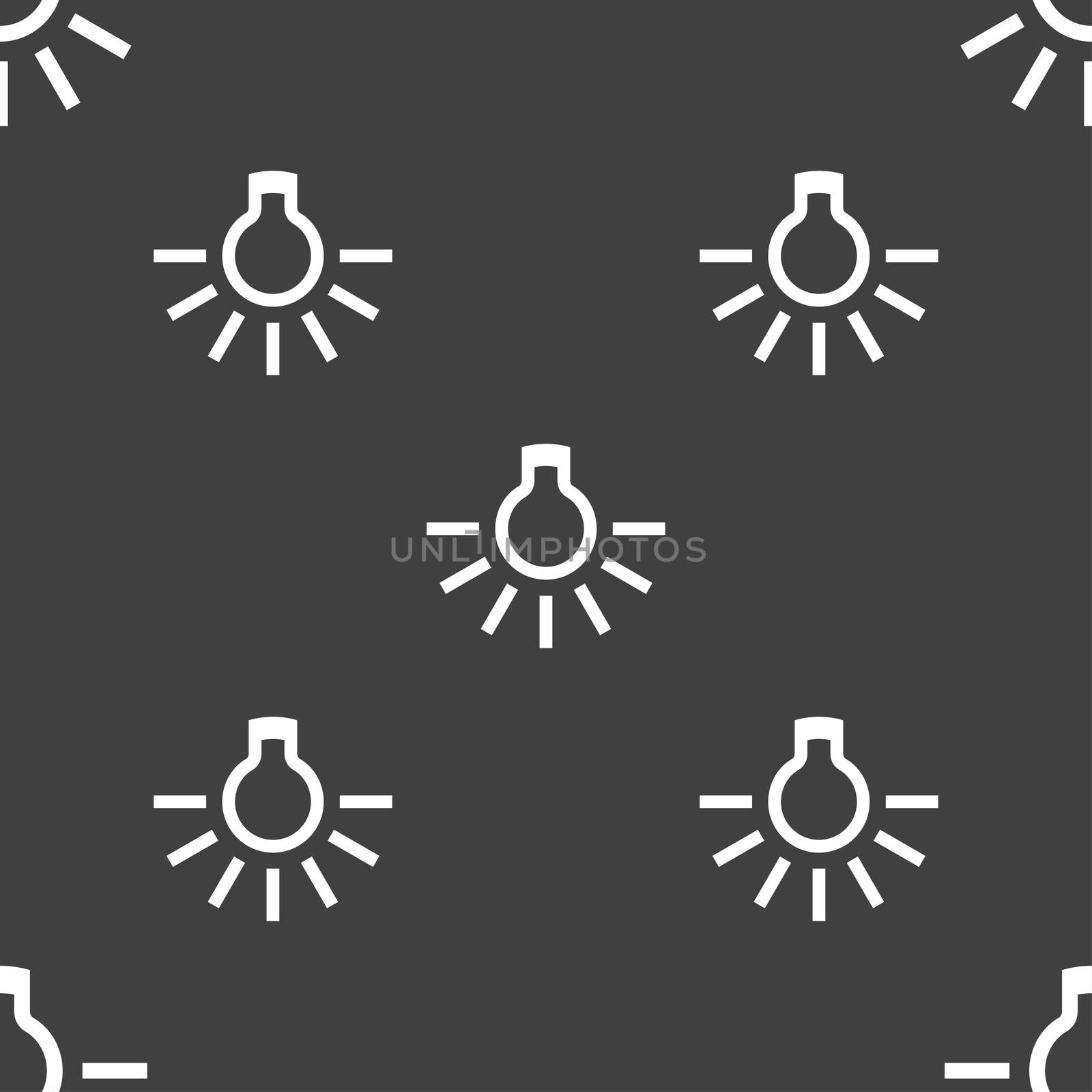 light bulb icon sign. Seamless pattern on a gray background. illustration