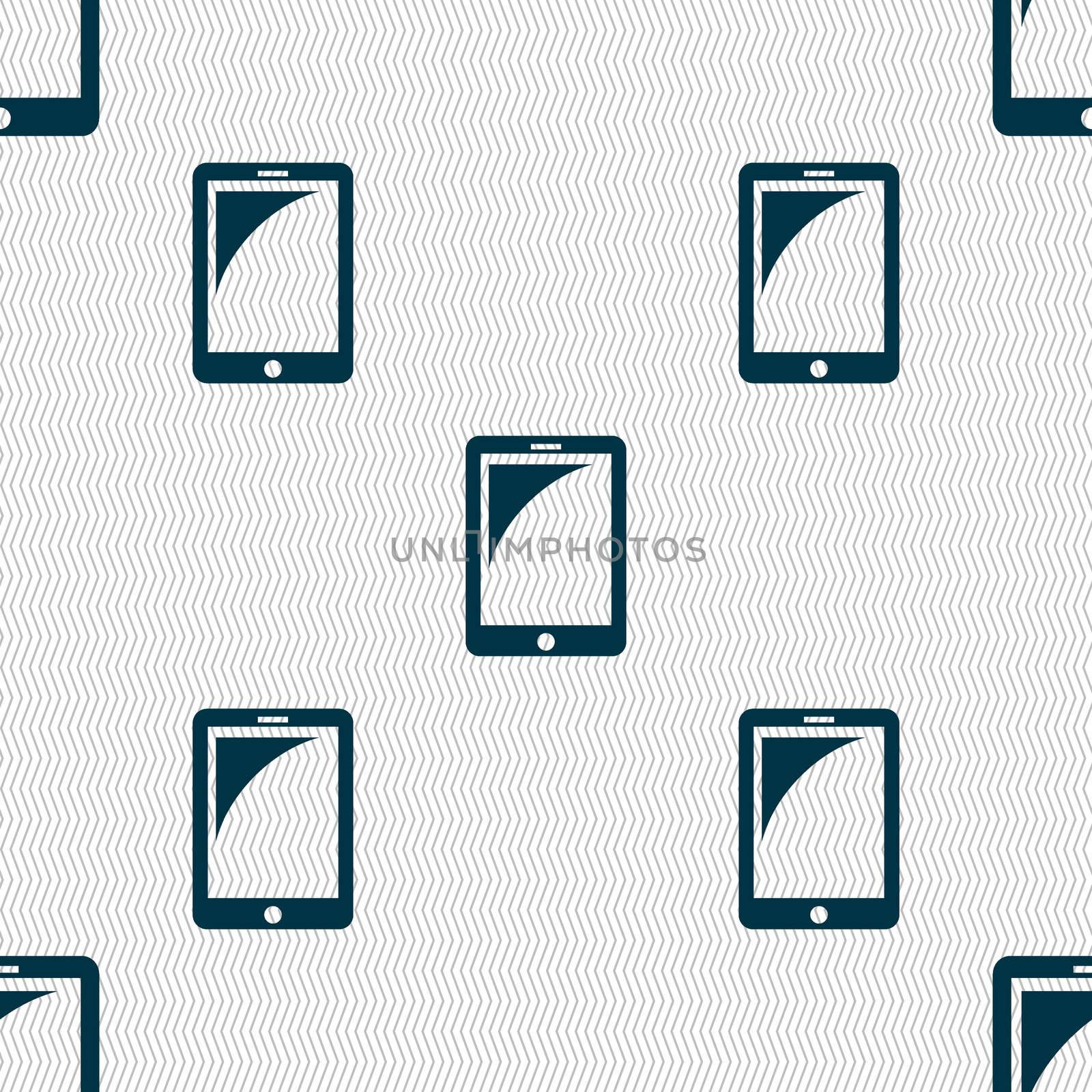 Tablet sign icon. smartphone button. Seamless abstract background with geometric shapes. illustration