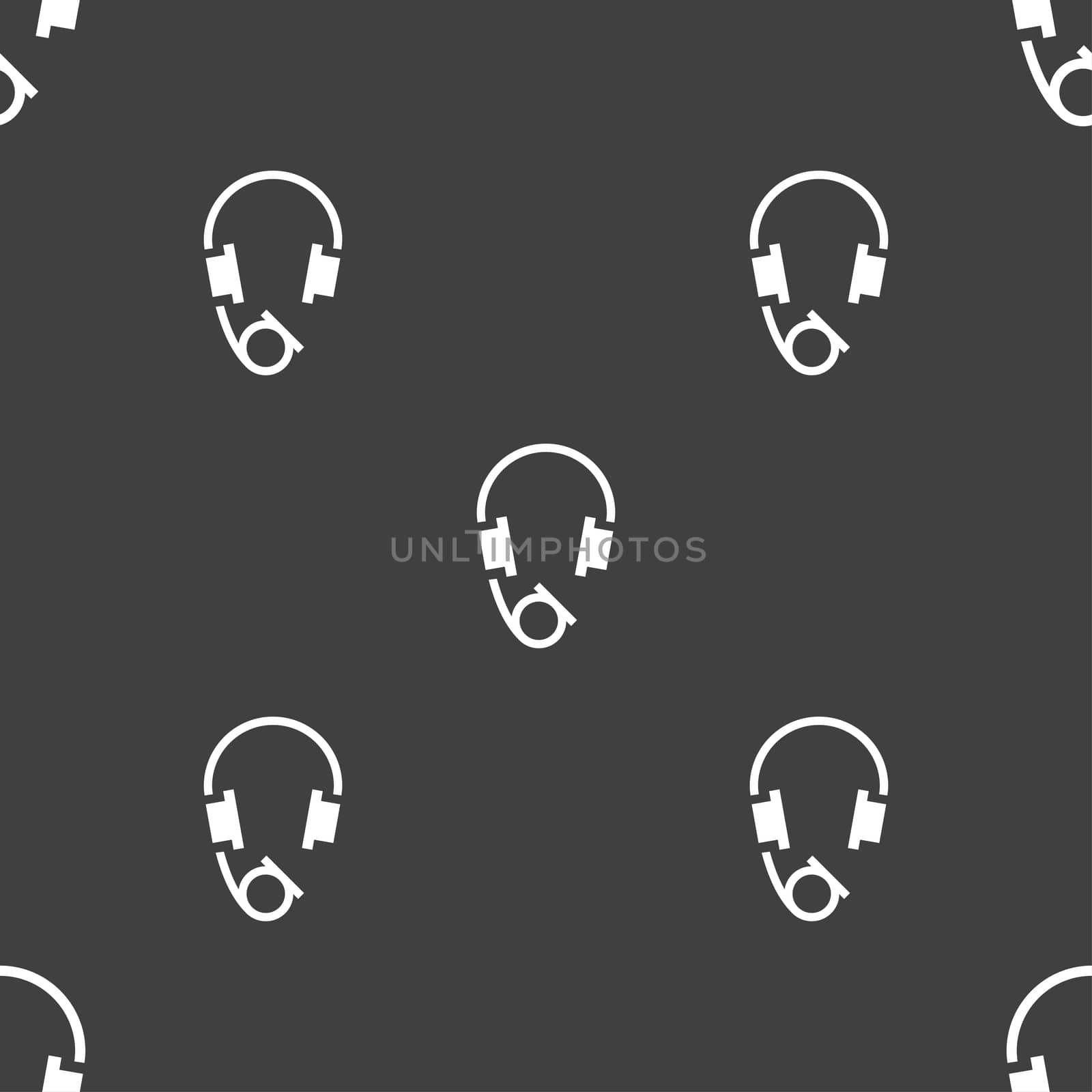 headsets icon sign. Seamless pattern on a gray background.  by serhii_lohvyniuk