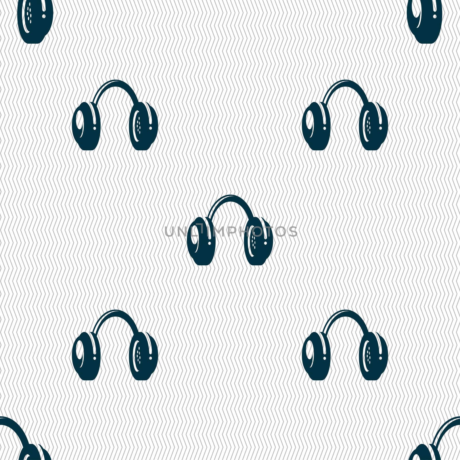 headsets icon sign. Seamless pattern with geometric texture. illustration