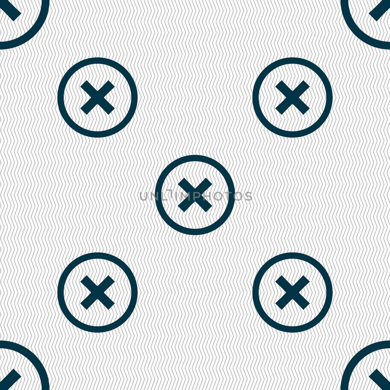 Cancel icon. no sign. Seamless abstract background with geometric shapes. illustration