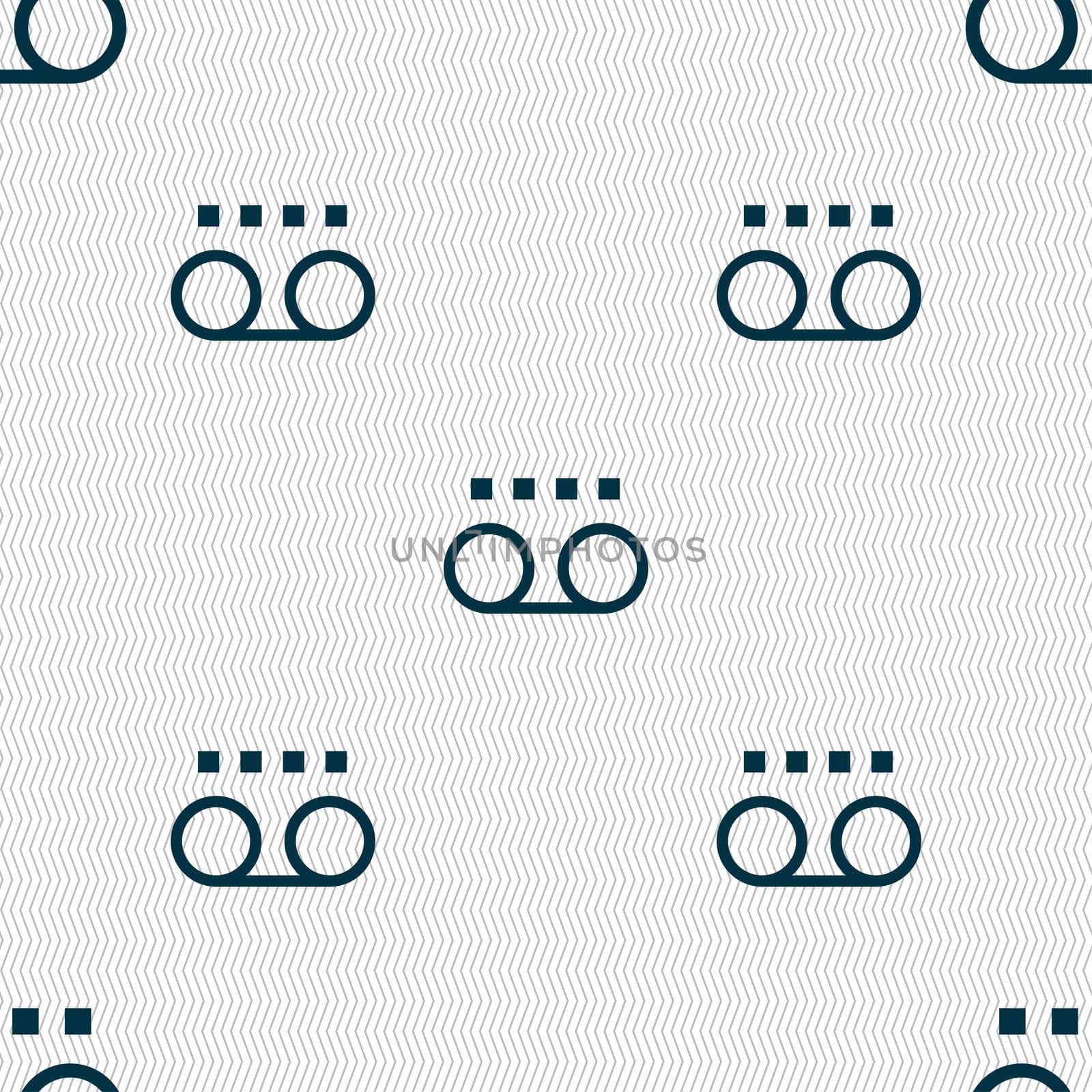 audio cassette icon sign. Seamless pattern with geometric texture. illustration