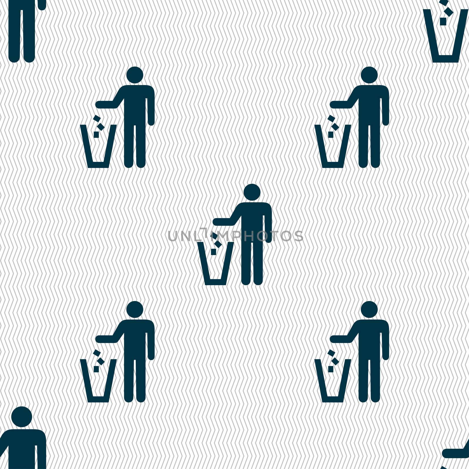 throw away the trash icon sign. Seamless pattern with geometric texture.  by serhii_lohvyniuk