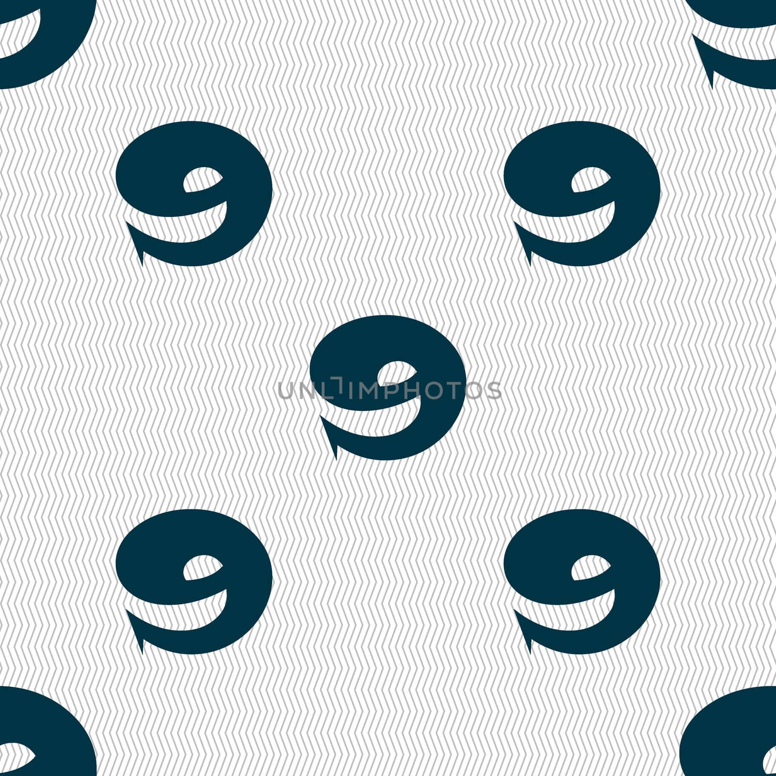 number Nine icon sign. Seamless abstract background with geometric shapes. illustration
