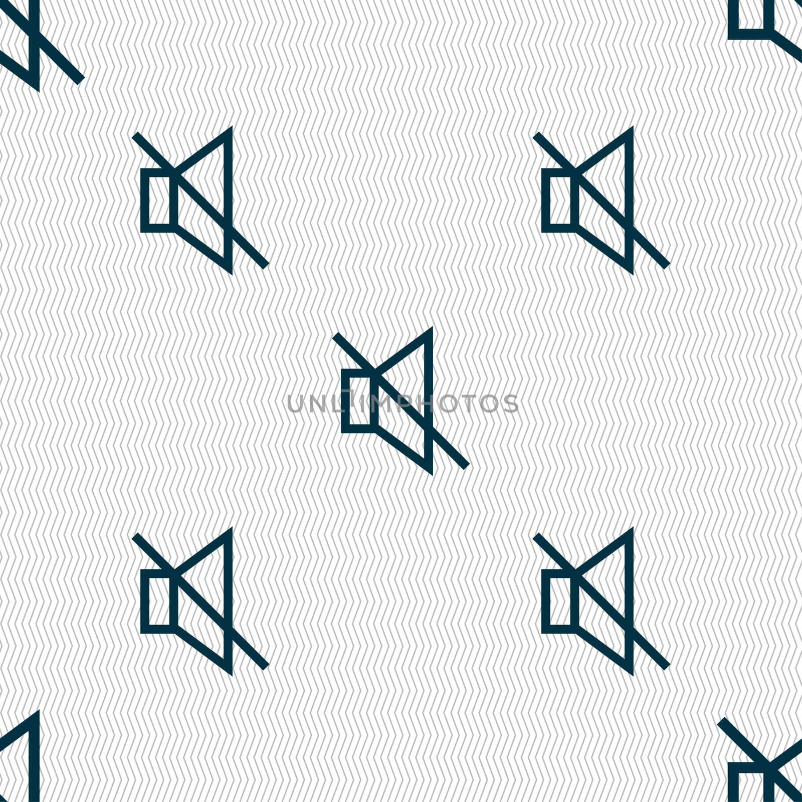 without sound, mute icon sign. Seamless pattern with geometric texture. illustration