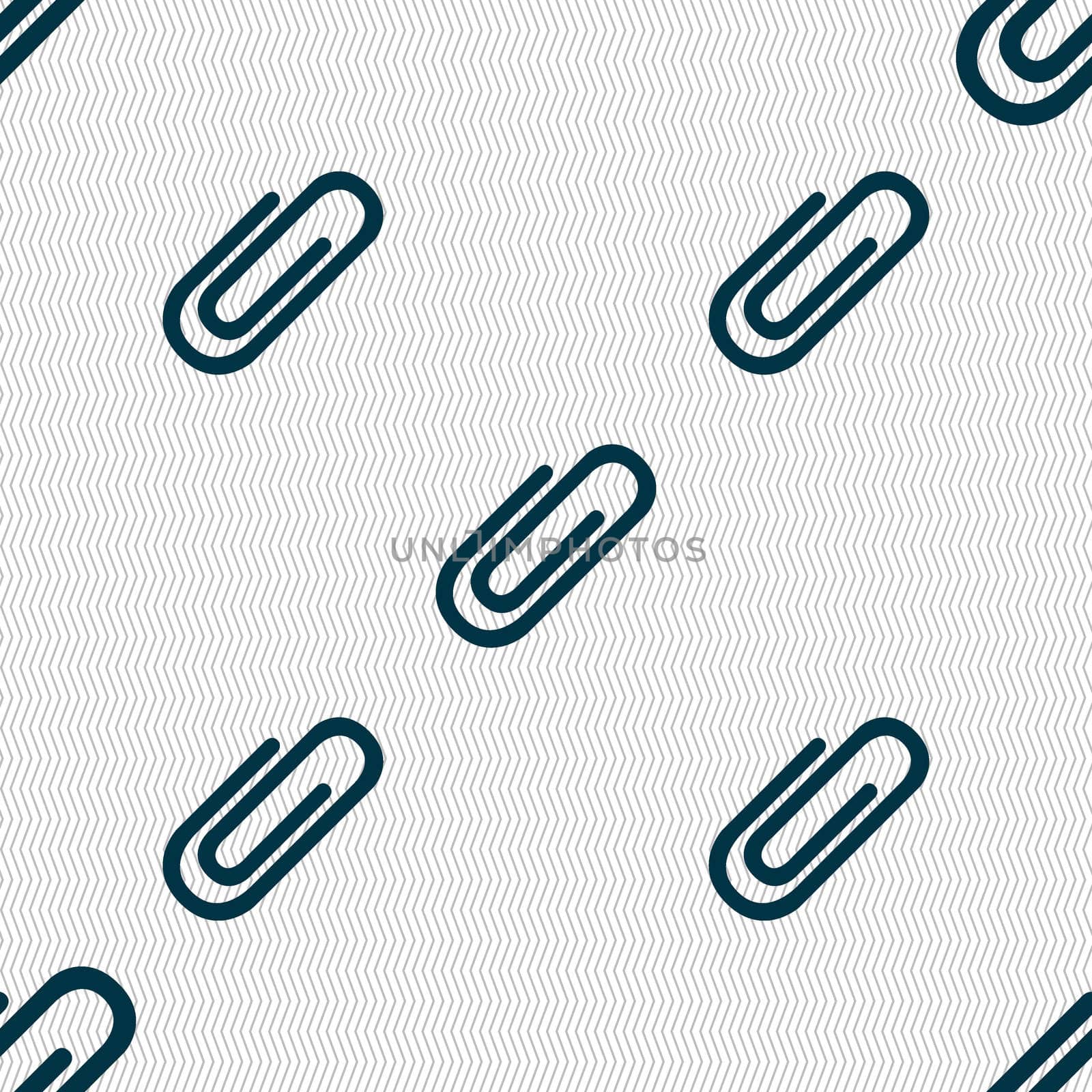 Paper clip sign icon. Clip symbol. Seamless abstract background with geometric shapes. illustration