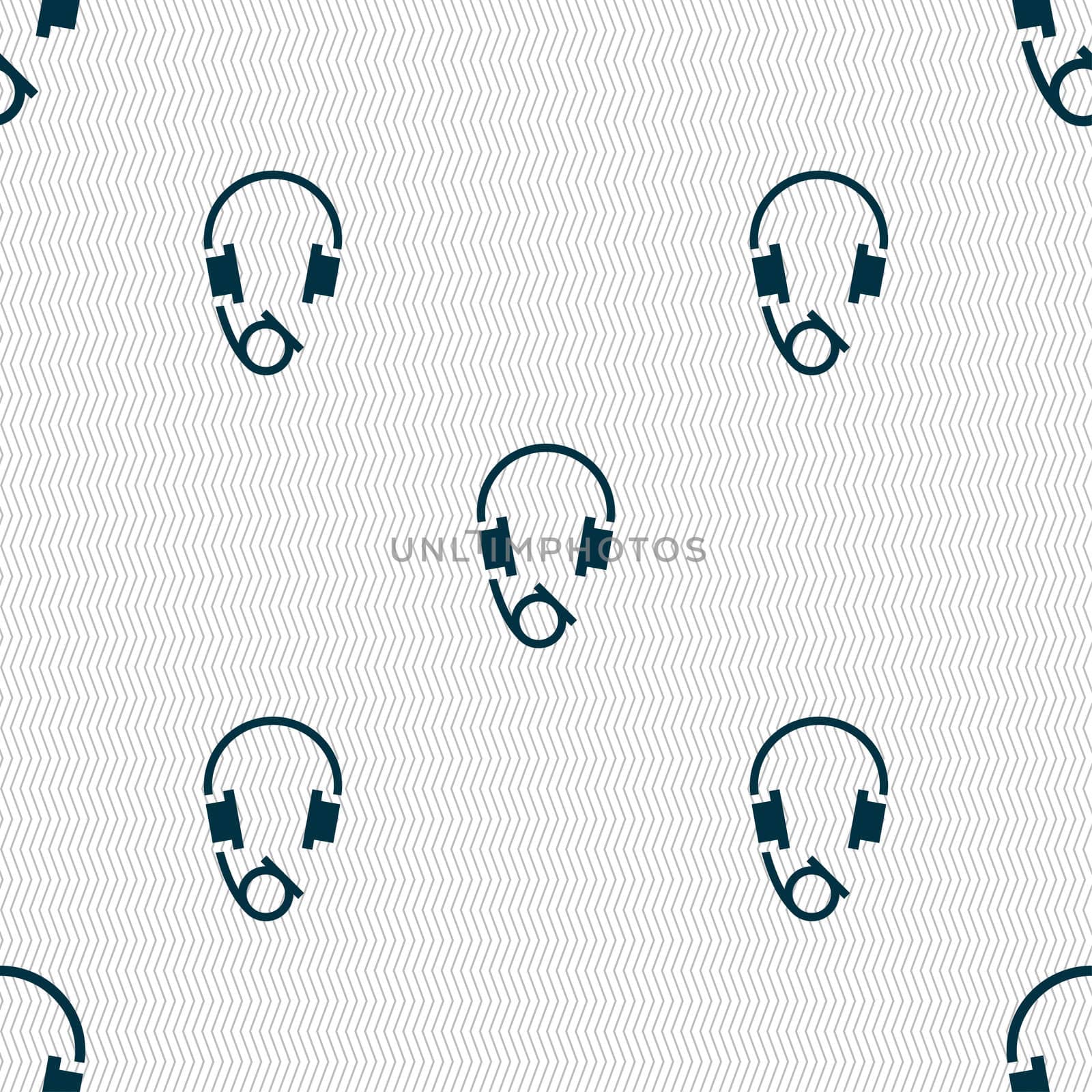 headsets icon sign. Seamless pattern with geometric texture.  by serhii_lohvyniuk