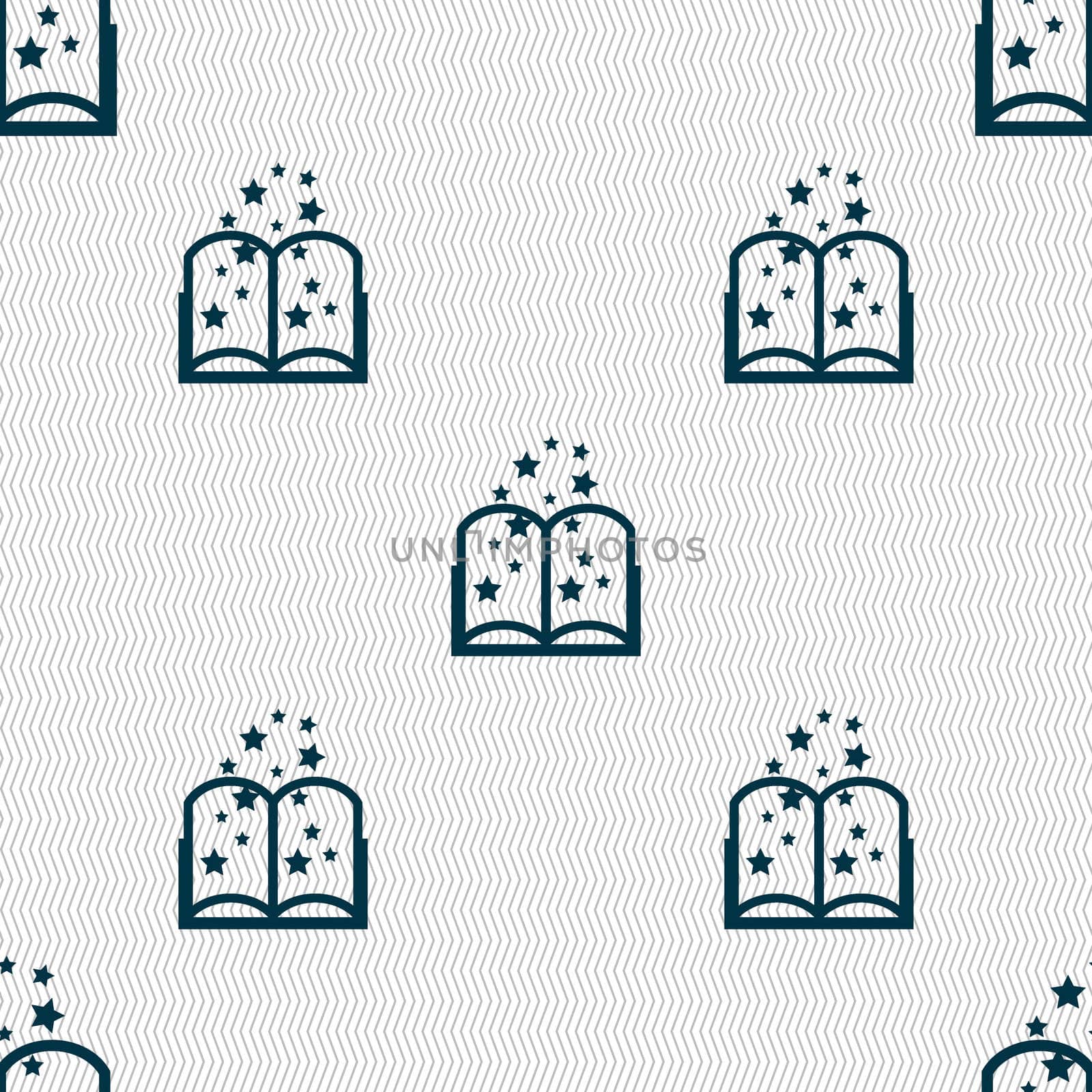 Magic Book sign icon. Open book symbol. Seamless abstract background with geometric shapes.  by serhii_lohvyniuk