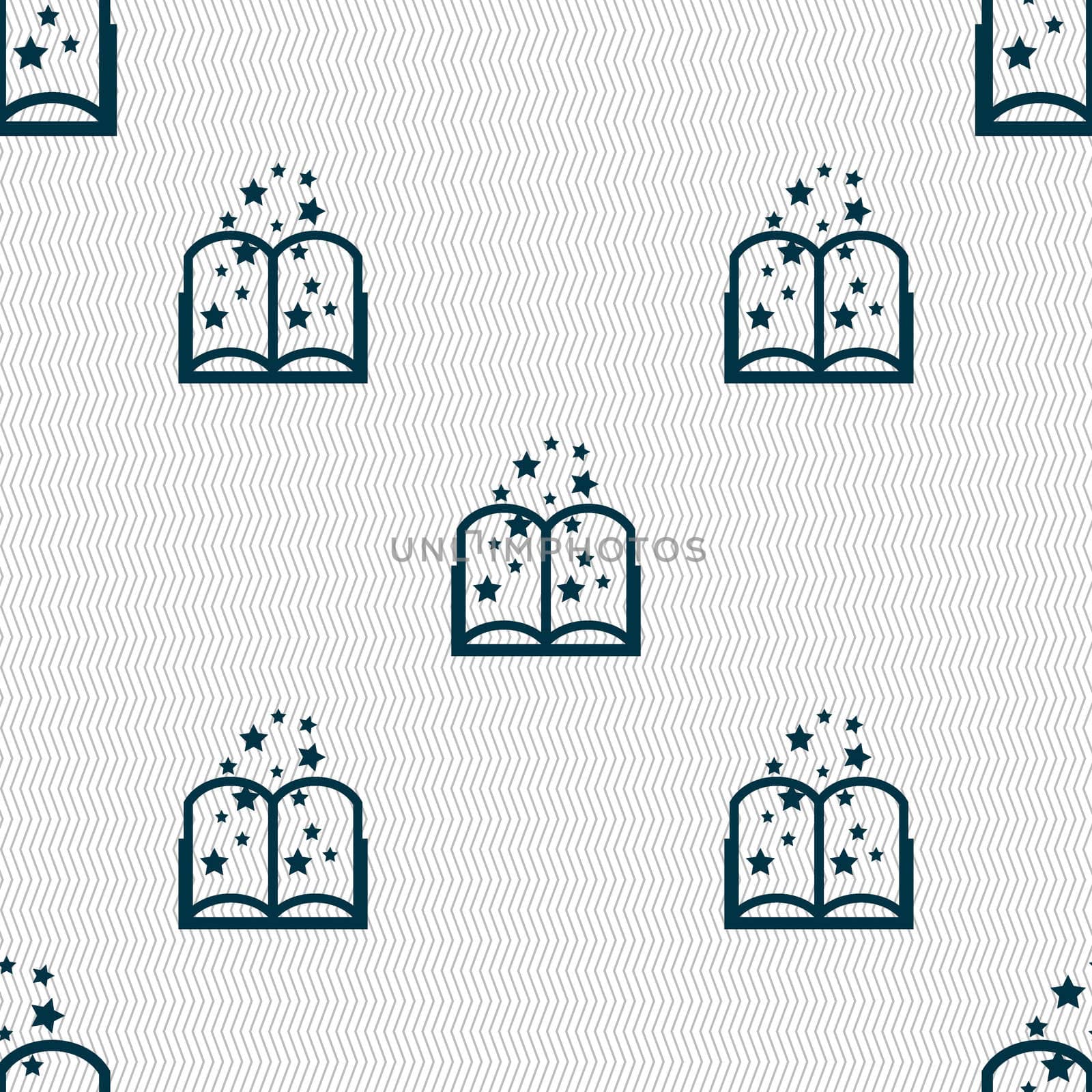 Magic Book sign icon. Open book symbol. Seamless abstract background with geometric shapes. illustration