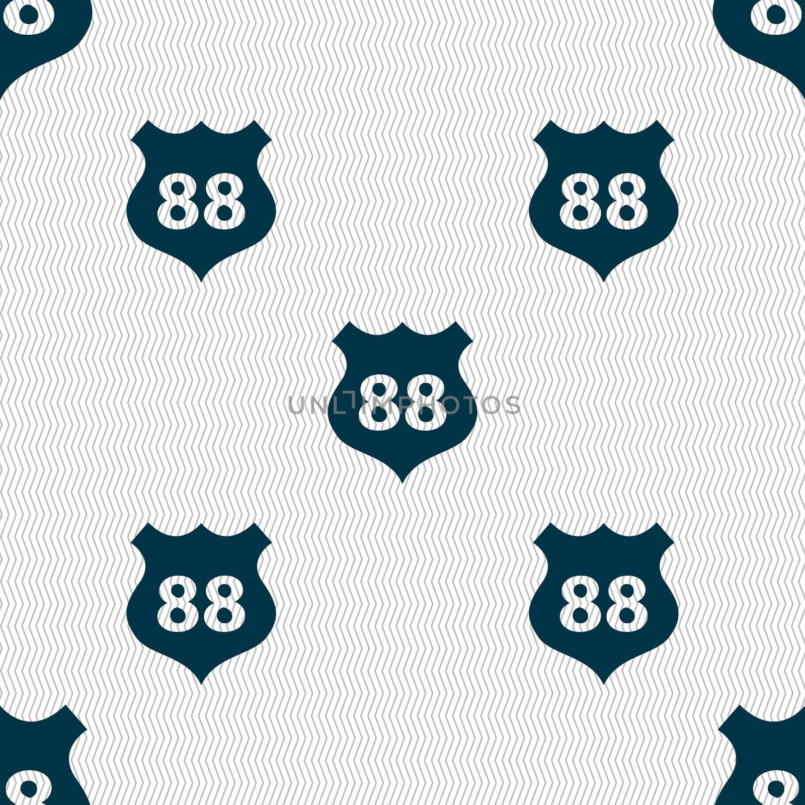 Route 88 highway icon sign. Seamless abstract background with geometric shapes.  by serhii_lohvyniuk