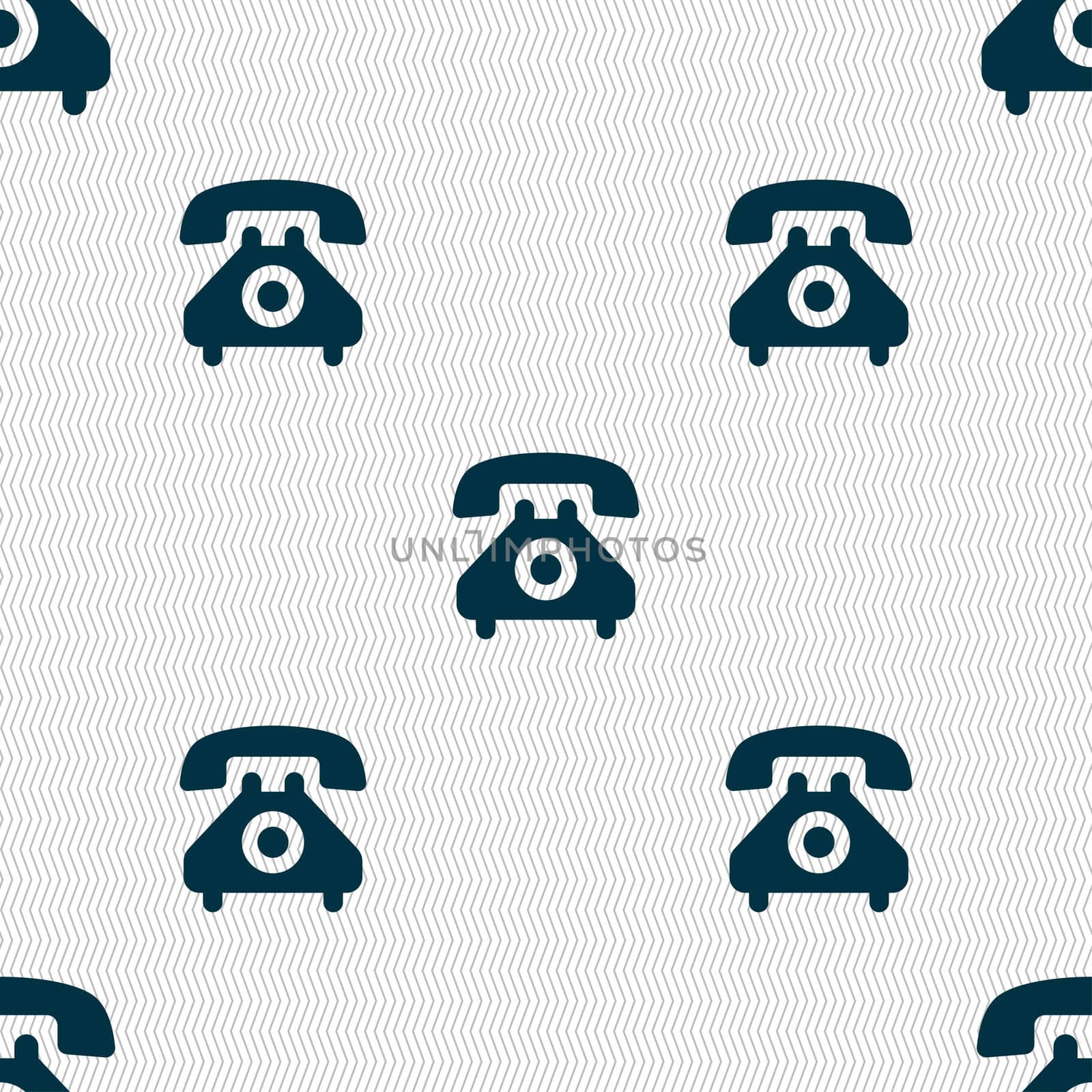 retro telephone handset icon sign. Seamless pattern with geometric texture. illustration