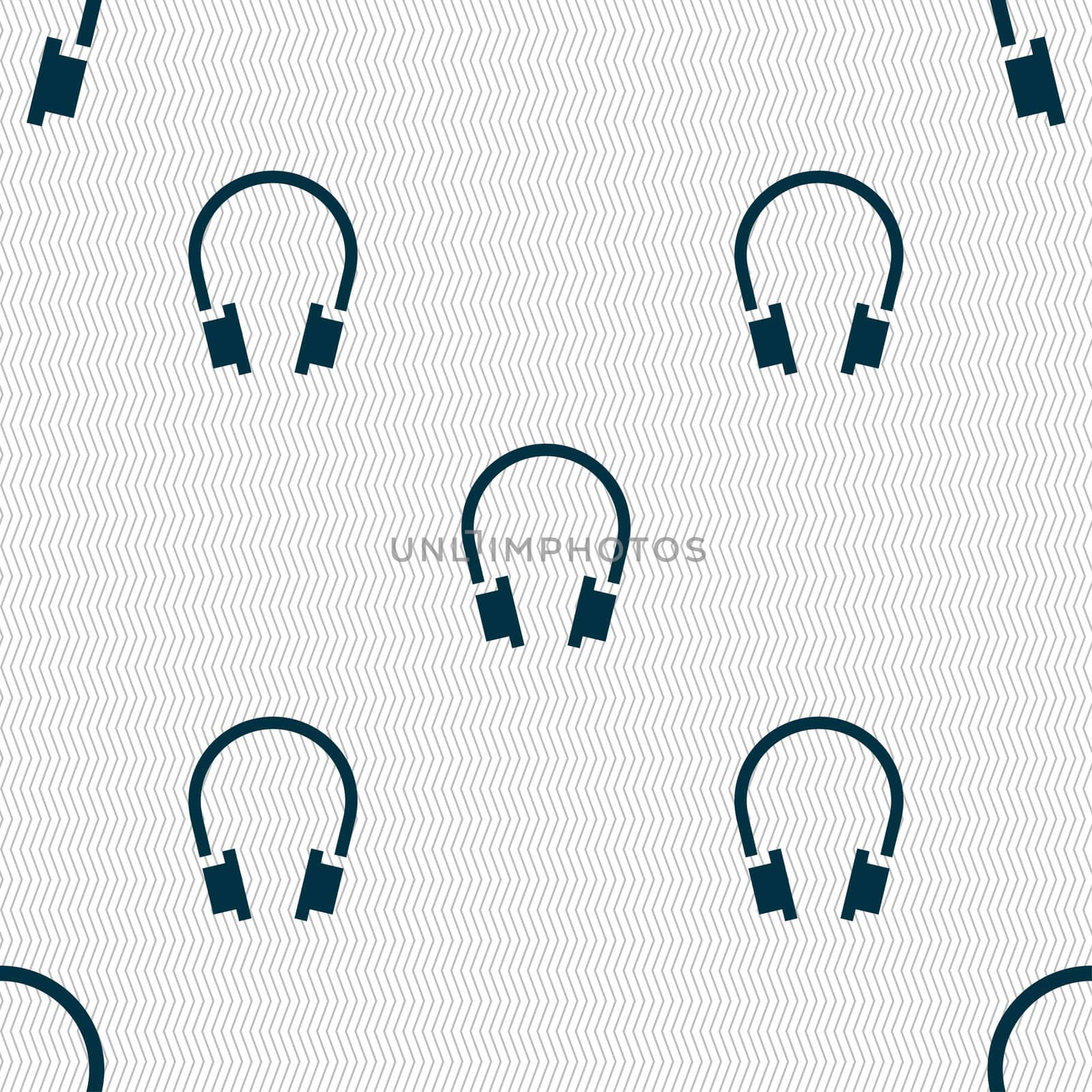 headsets icon sign. Seamless pattern with geometric texture. illustration