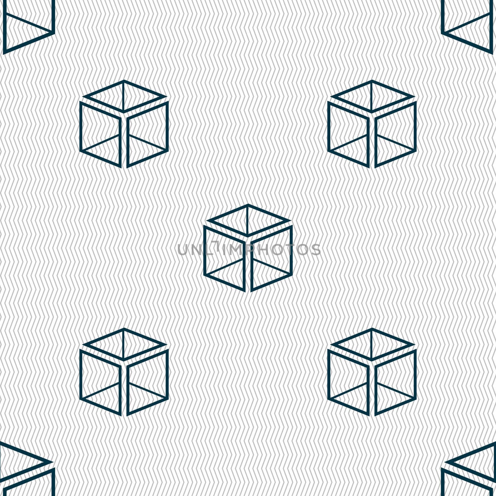 3d cube icon sign. Seamless abstract background with geometric shapes.  by serhii_lohvyniuk