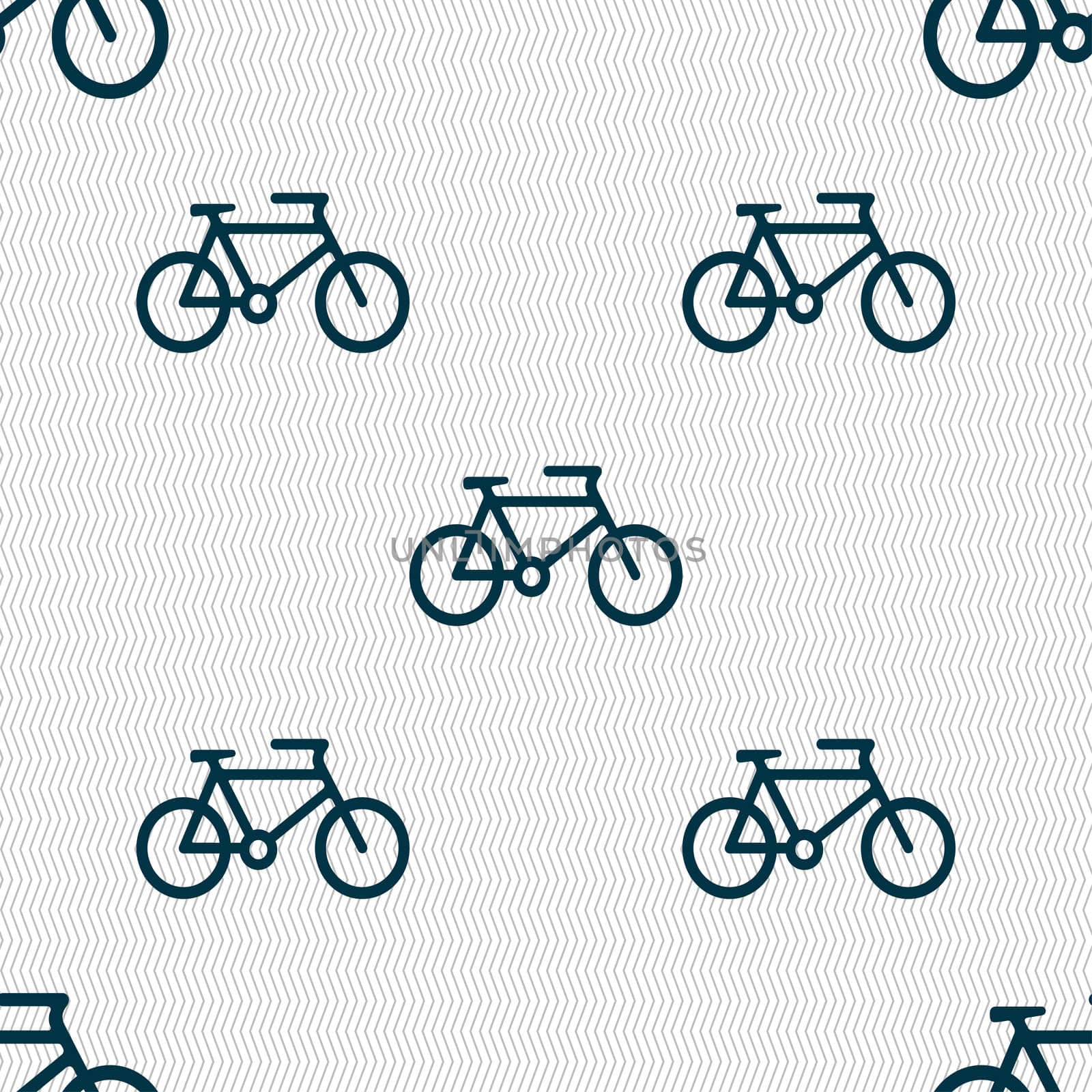 bike icon sign. Seamless pattern with geometric texture.  by serhii_lohvyniuk