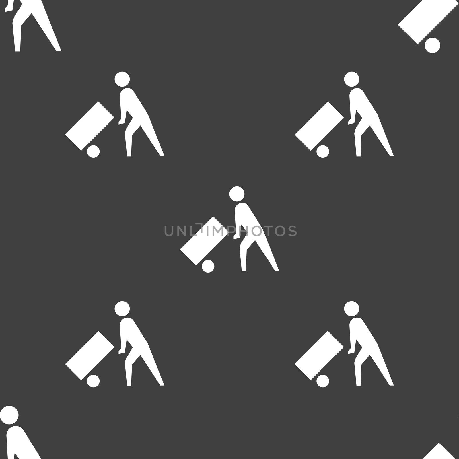 Loader icon sign. Seamless pattern on a gray background.  by serhii_lohvyniuk