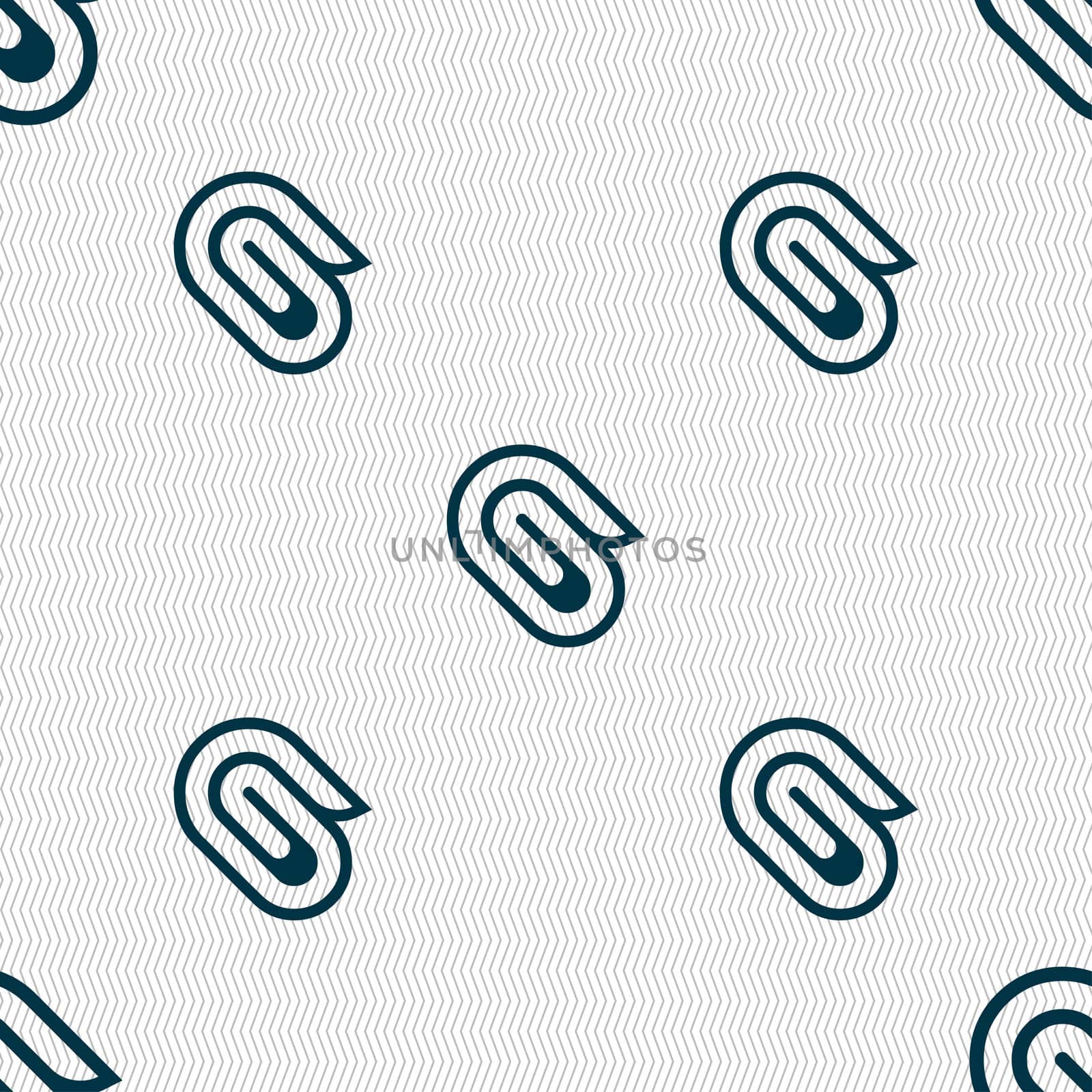 paper clip icon sign. Seamless pattern with geometric texture. illustration