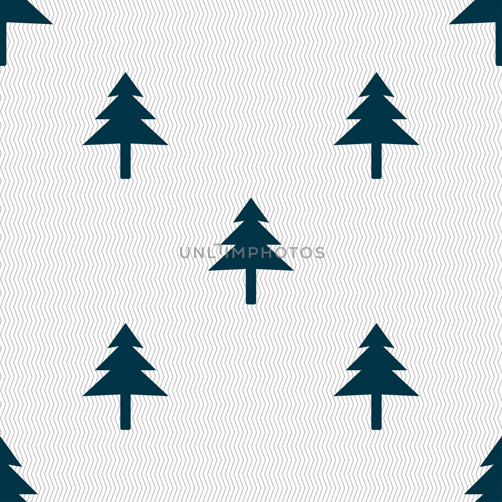 Christmas tree icon sign. Seamless pattern with geometric texture. illustration