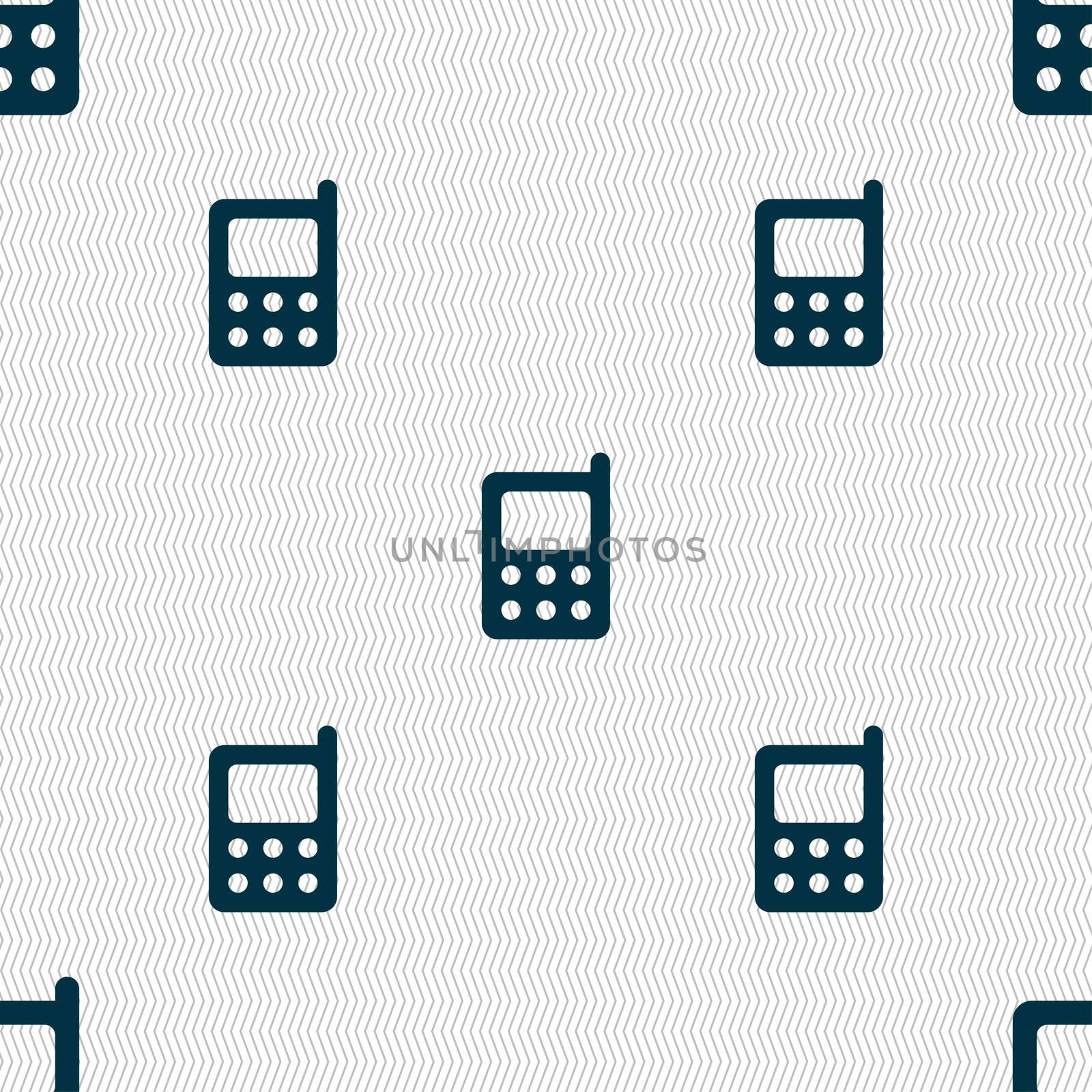 mobile phone icon sign. Seamless pattern with geometric texture. illustration
