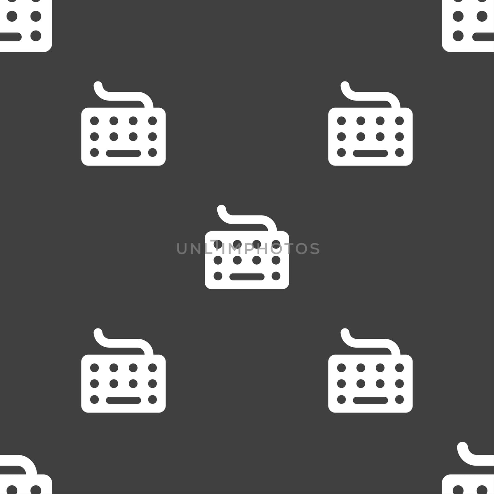 keyboard icon sign. Seamless pattern on a gray background. illustration