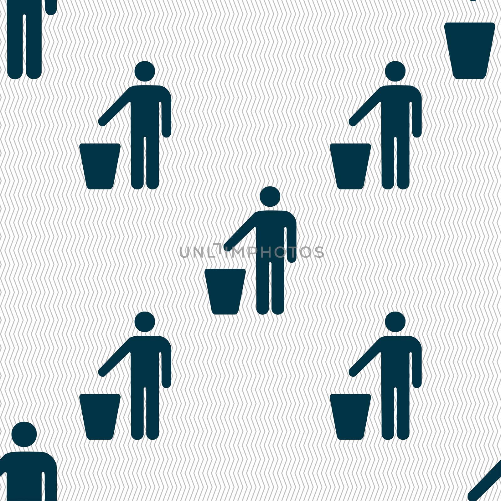 throw away the trash icon sign. Seamless pattern with geometric texture. illustration