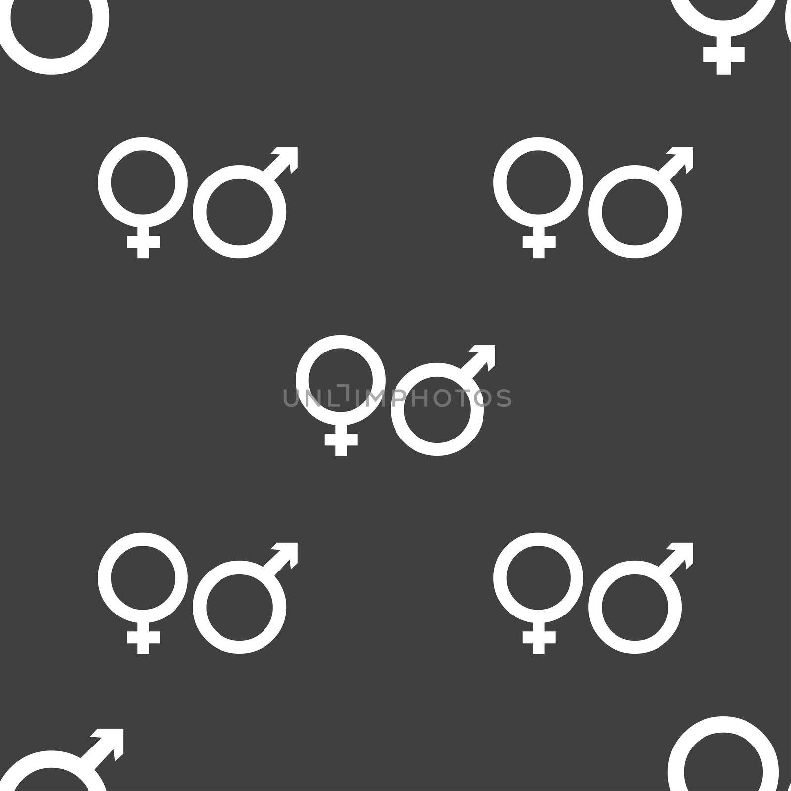 male and female icon sign. Seamless pattern on a gray background. illustration