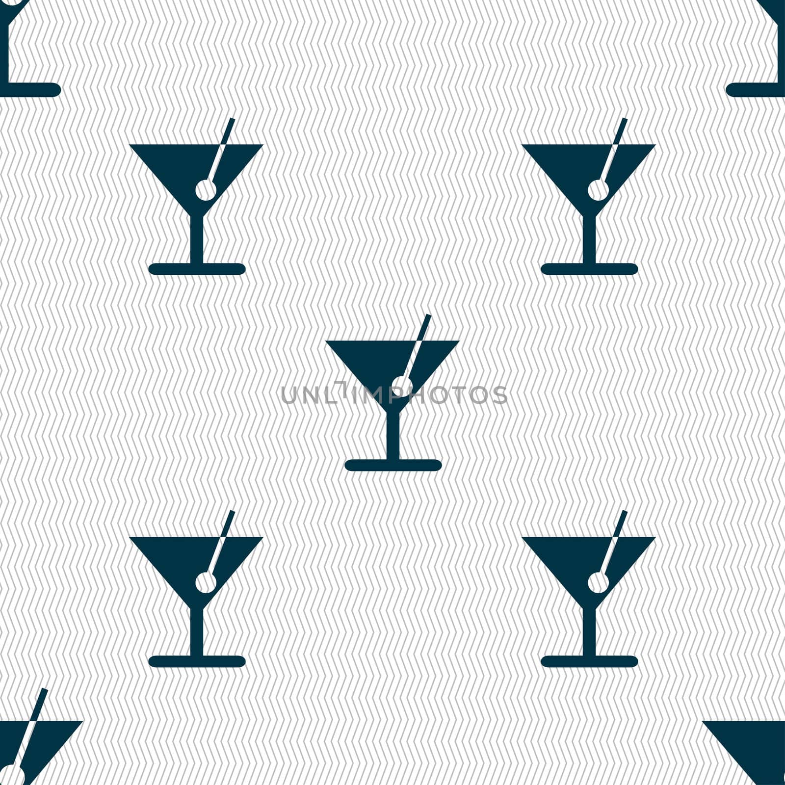 cocktail icon sign. Seamless pattern with geometric texture. illustration