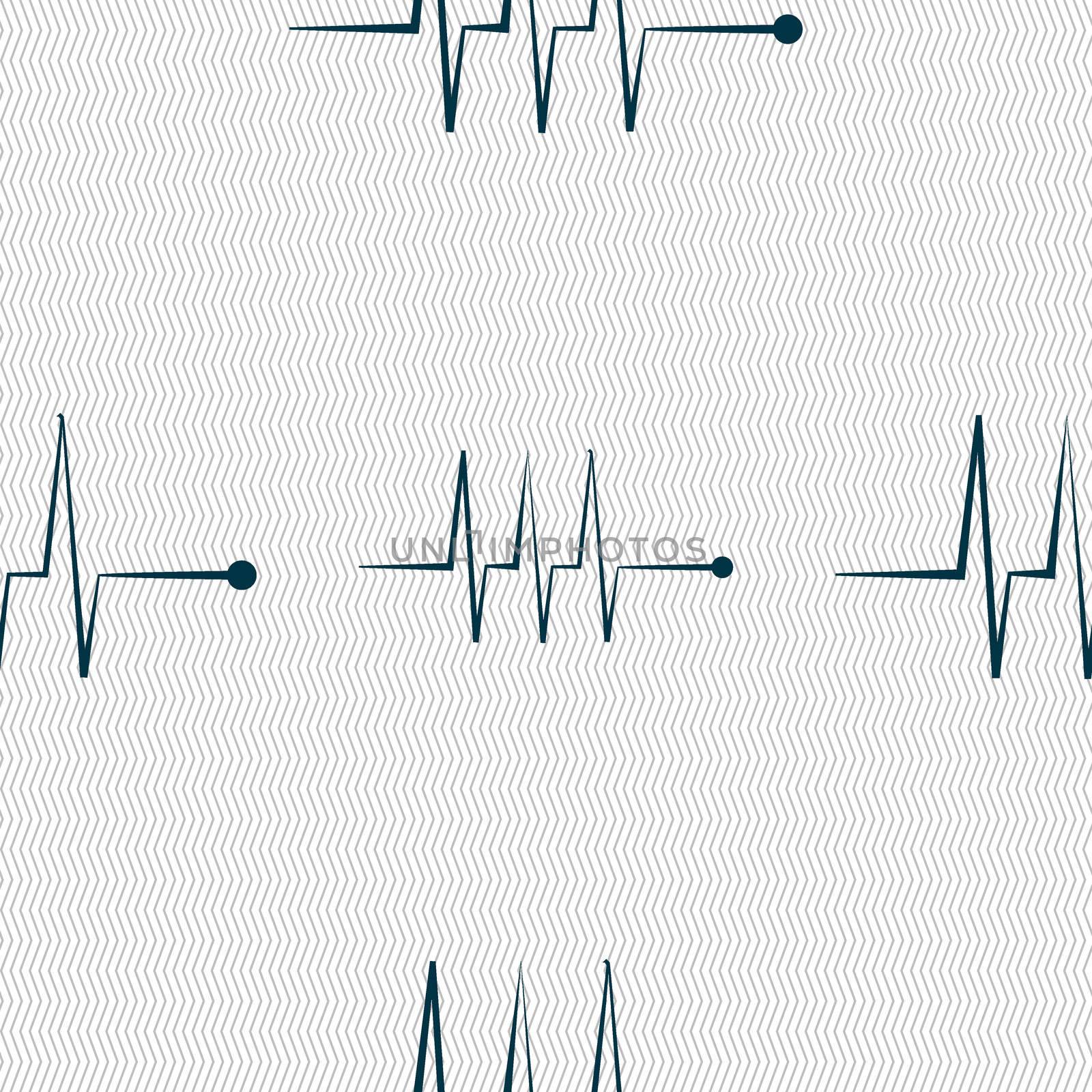 Cardiogram monitoring sign icon. Heart beats symbol. Seamless abstract background with geometric shapes. illustration