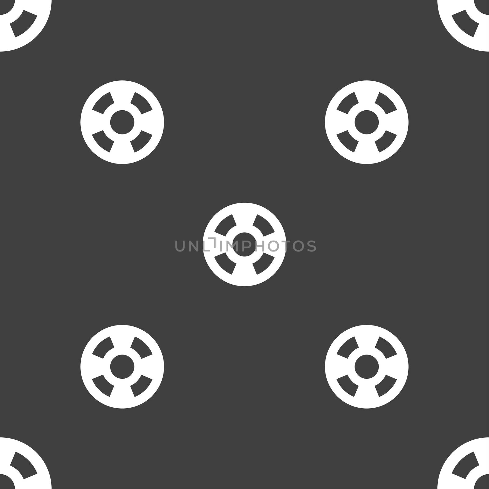 film icon sign. Seamless pattern on a gray background. illustration