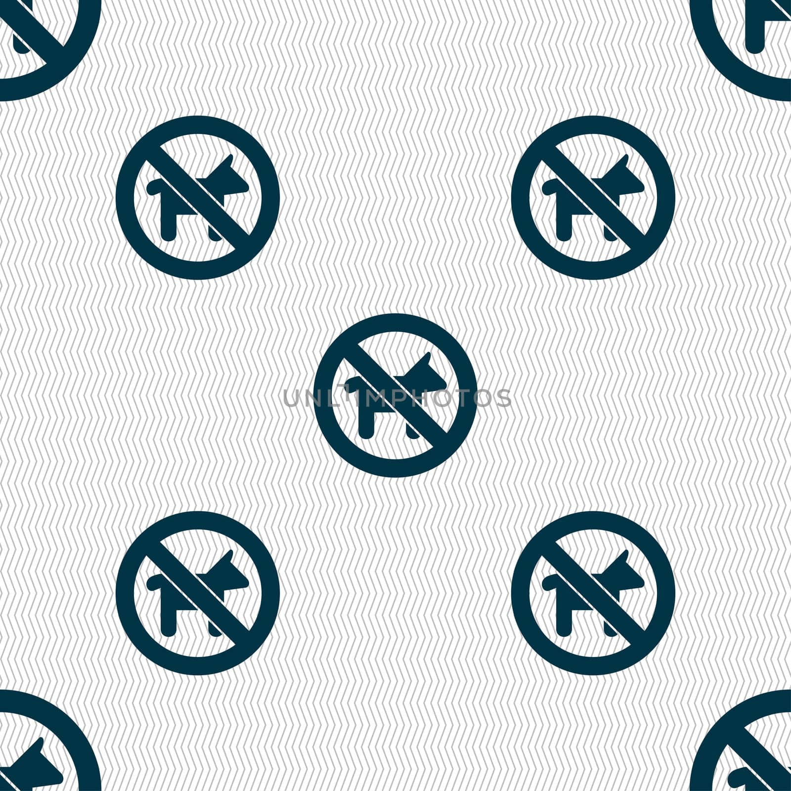 dog walking is prohibited icon sign. Seamless pattern with geometric texture. illustration