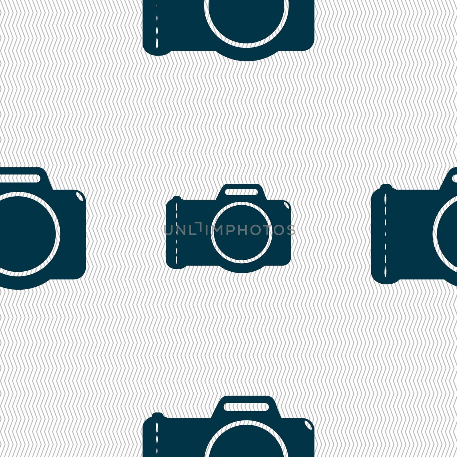 Photo camera sign icon. Digital photo camera symbol. Seamless abstract background with geometric shapes. illustration