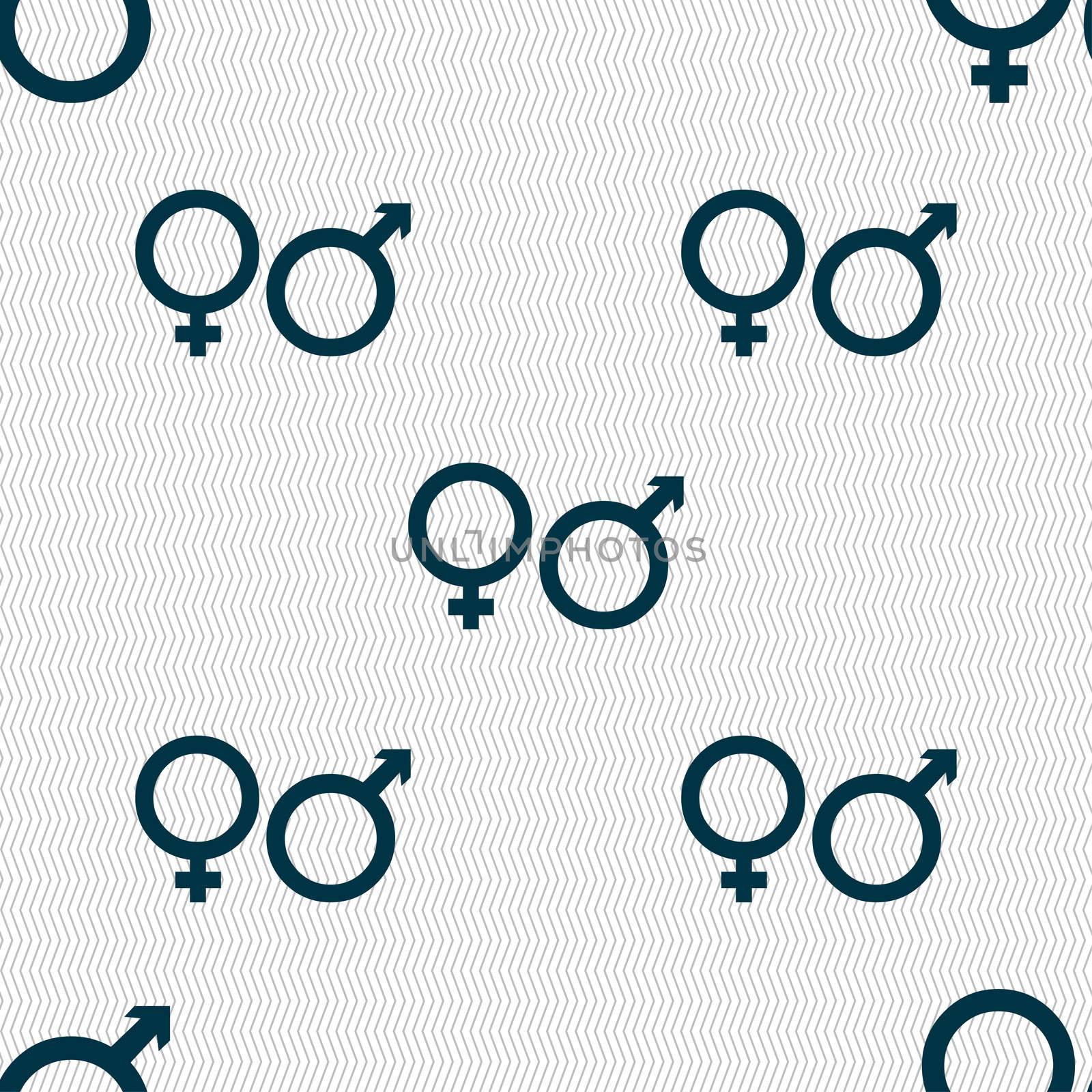 male and female icon sign. Seamless pattern with geometric texture. illustration