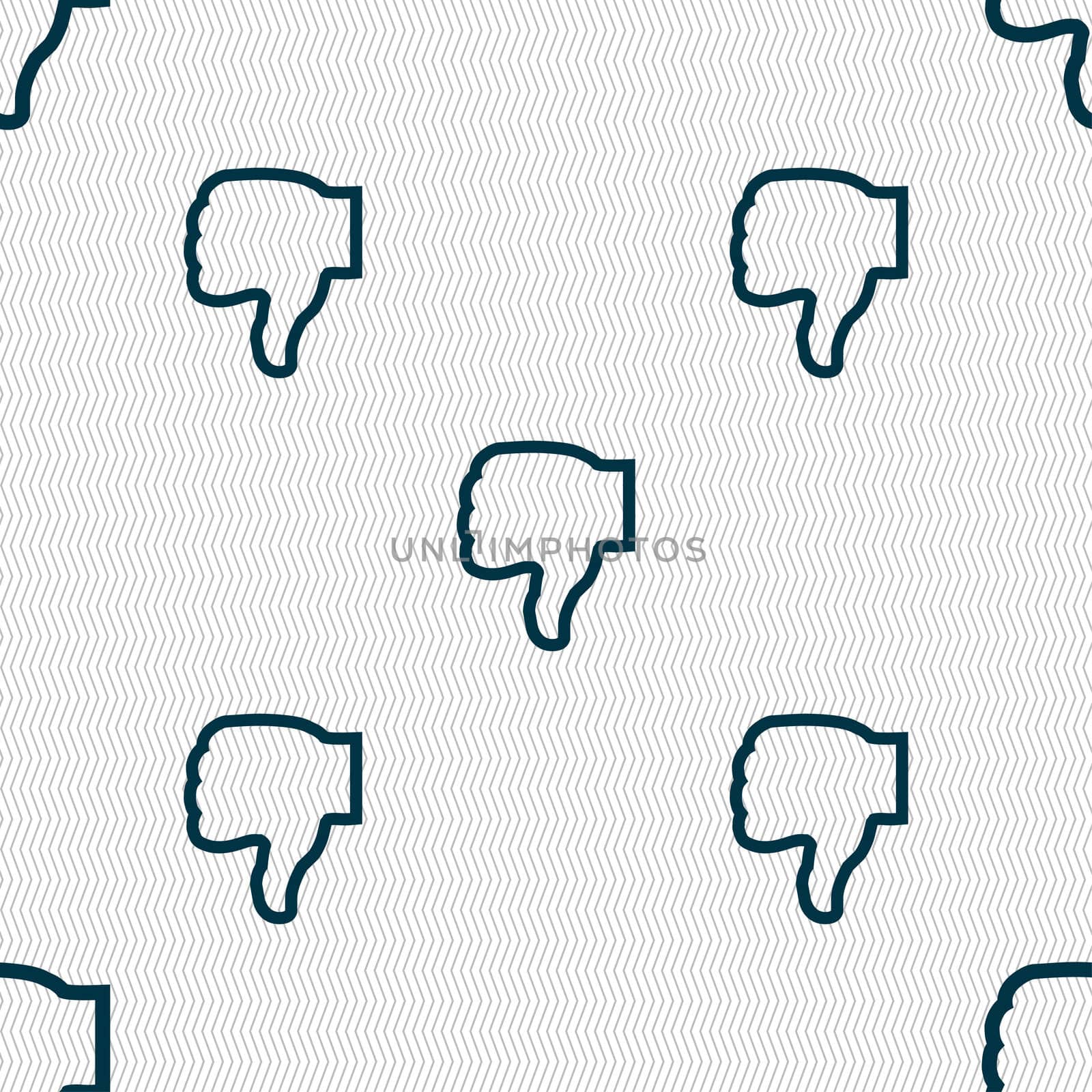 Dislike icon sign. Seamless pattern with geometric texture. illustration