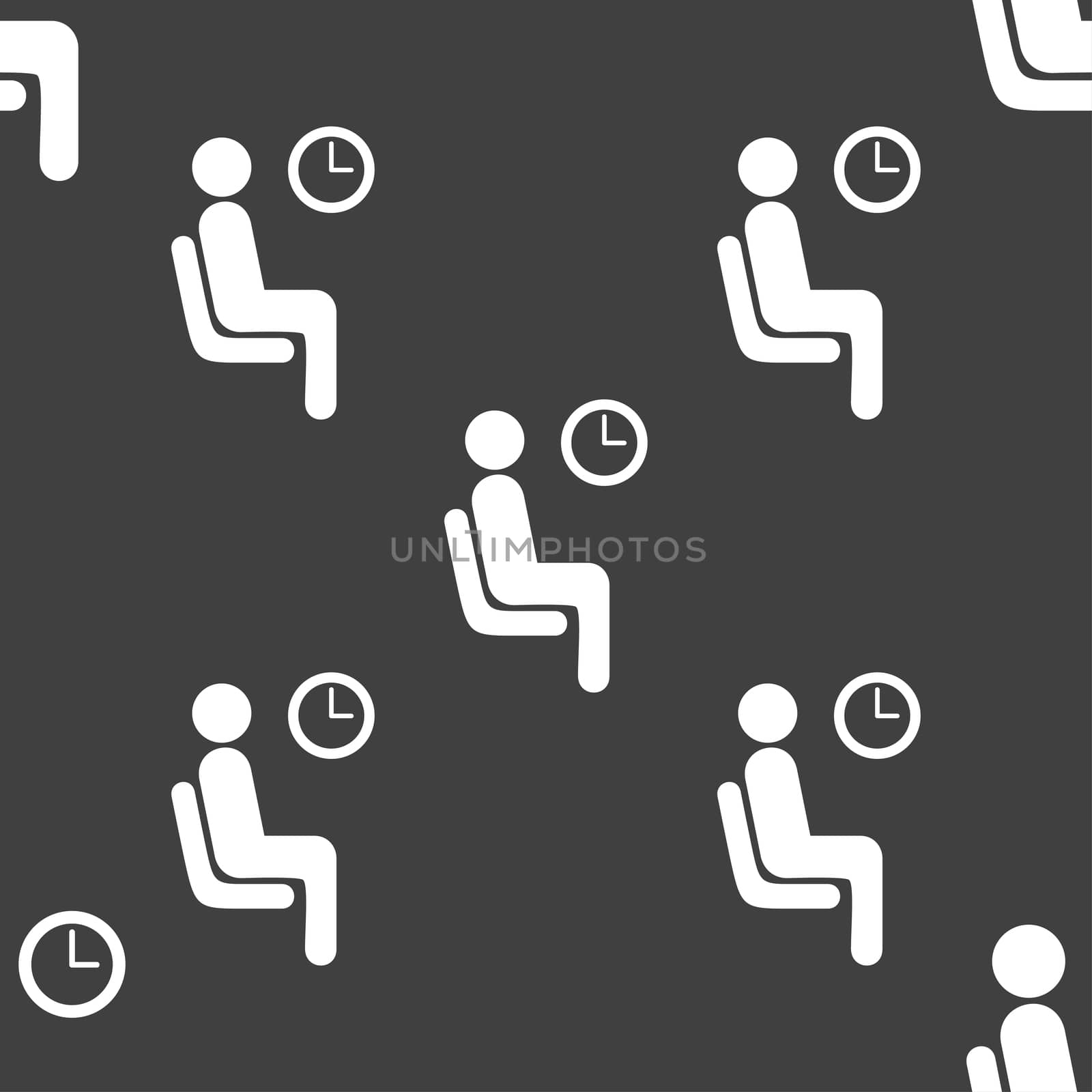 waiting icon sign. Seamless pattern on a gray background. illustration