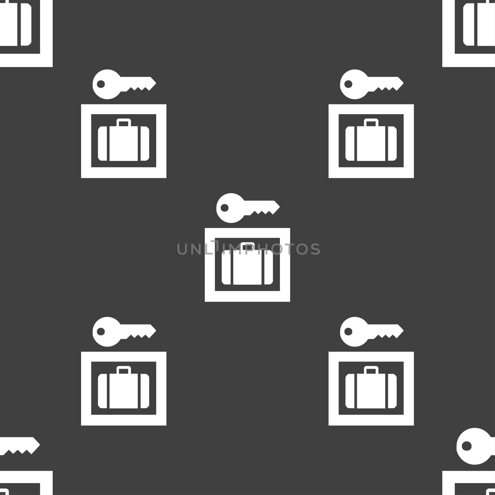 Luggage Storage icon sign. Seamless pattern on a gray background.  by serhii_lohvyniuk