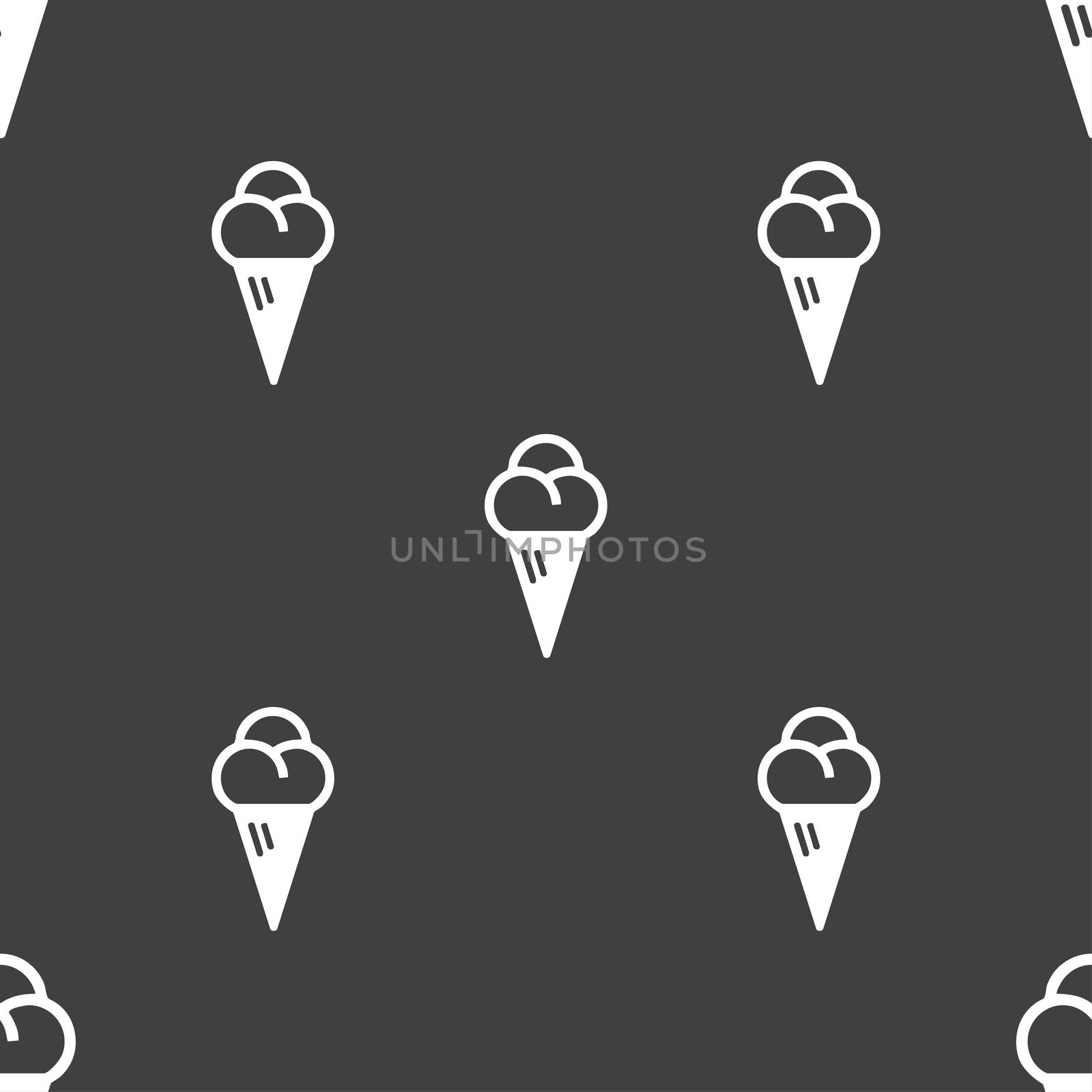 ice cream icon sign. Seamless pattern on a gray background.  by serhii_lohvyniuk