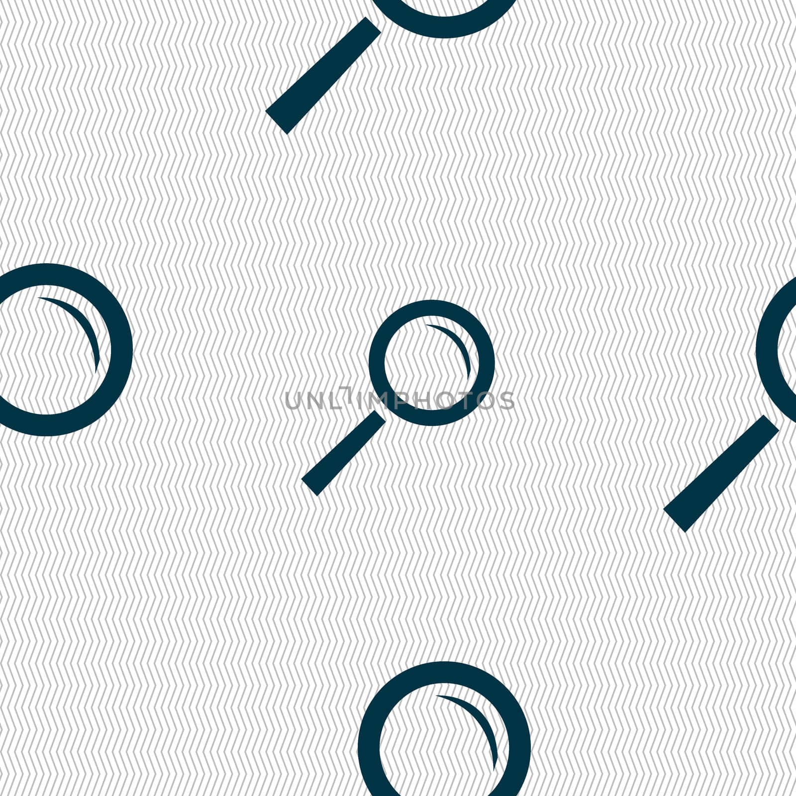 Magnifier glass sign icon. Zoom tool button. Navigation search symbol. Seamless abstract background with geometric shapes. illustration