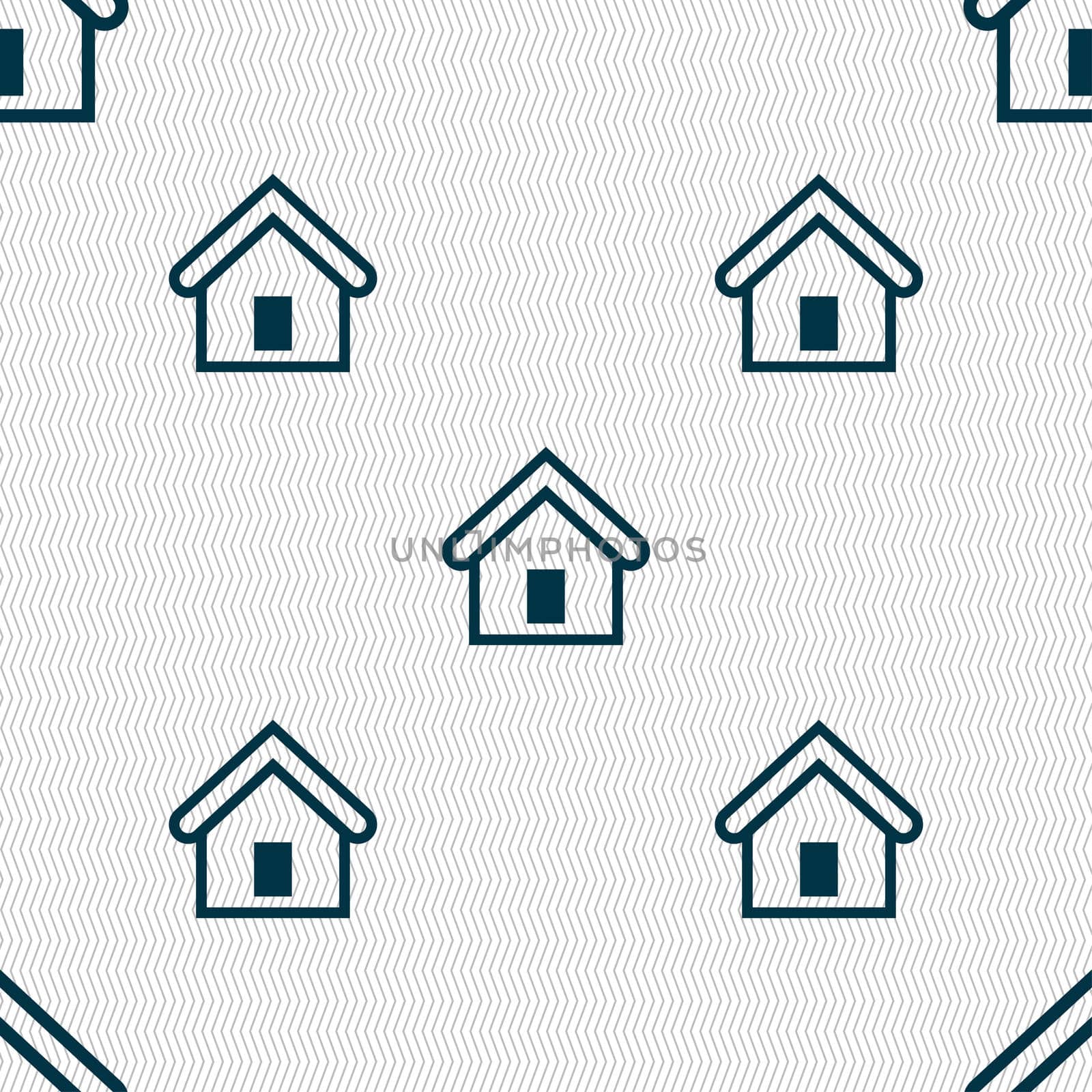 House icon sign. Seamless pattern with geometric texture. illustration