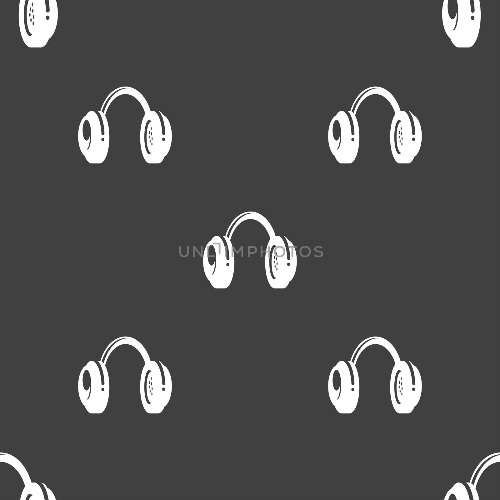 headsets icon sign. Seamless pattern on a gray background. illustration