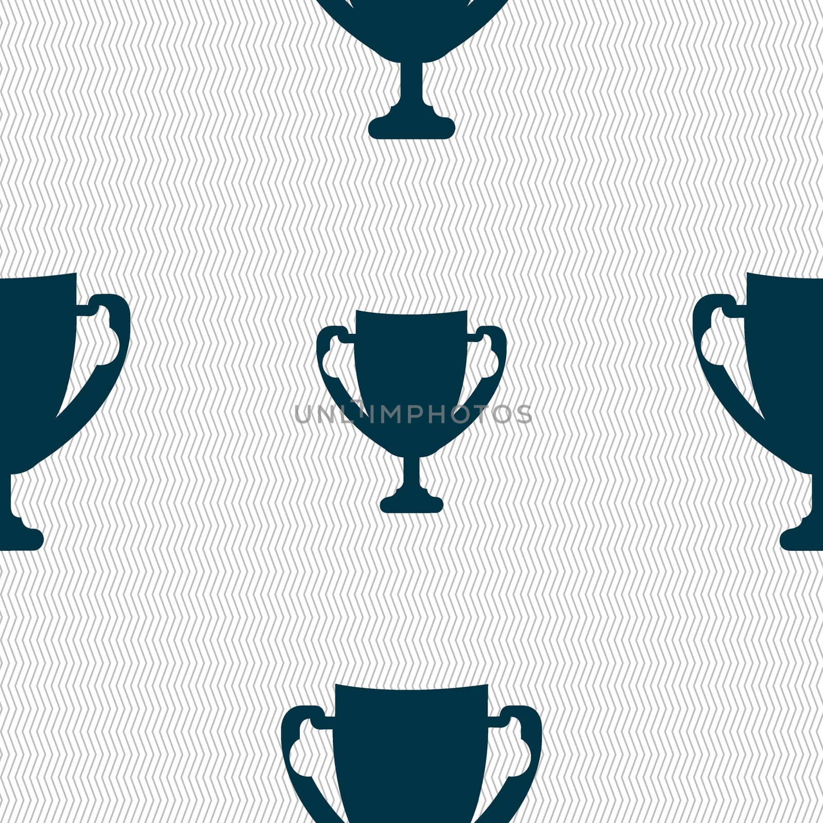 Winner cup sign icon. Awarding of winners symbol. Trophy. Seamless abstract background with geometric shapes. illustration